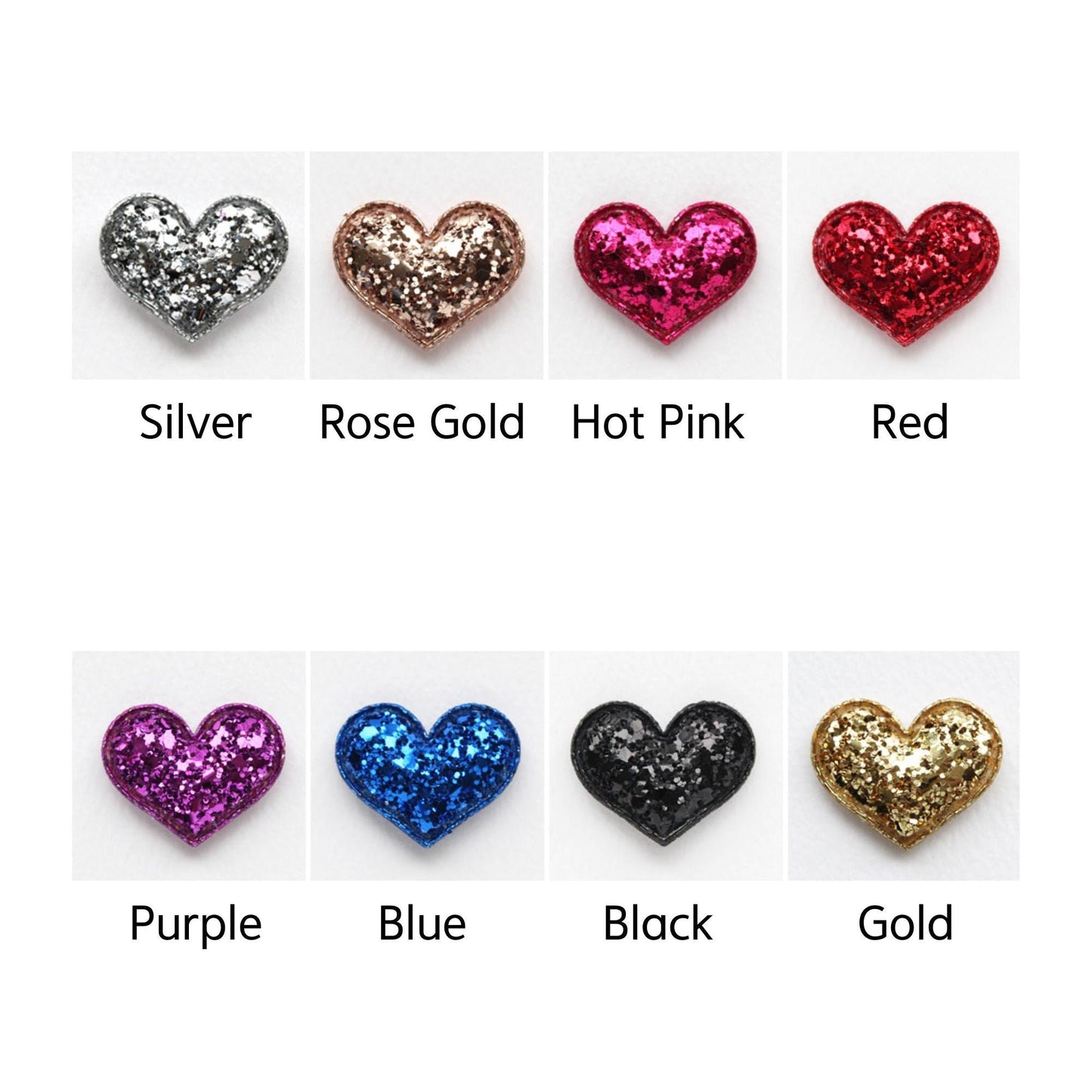 Mini Glitter Heart Appliqués 5pcs