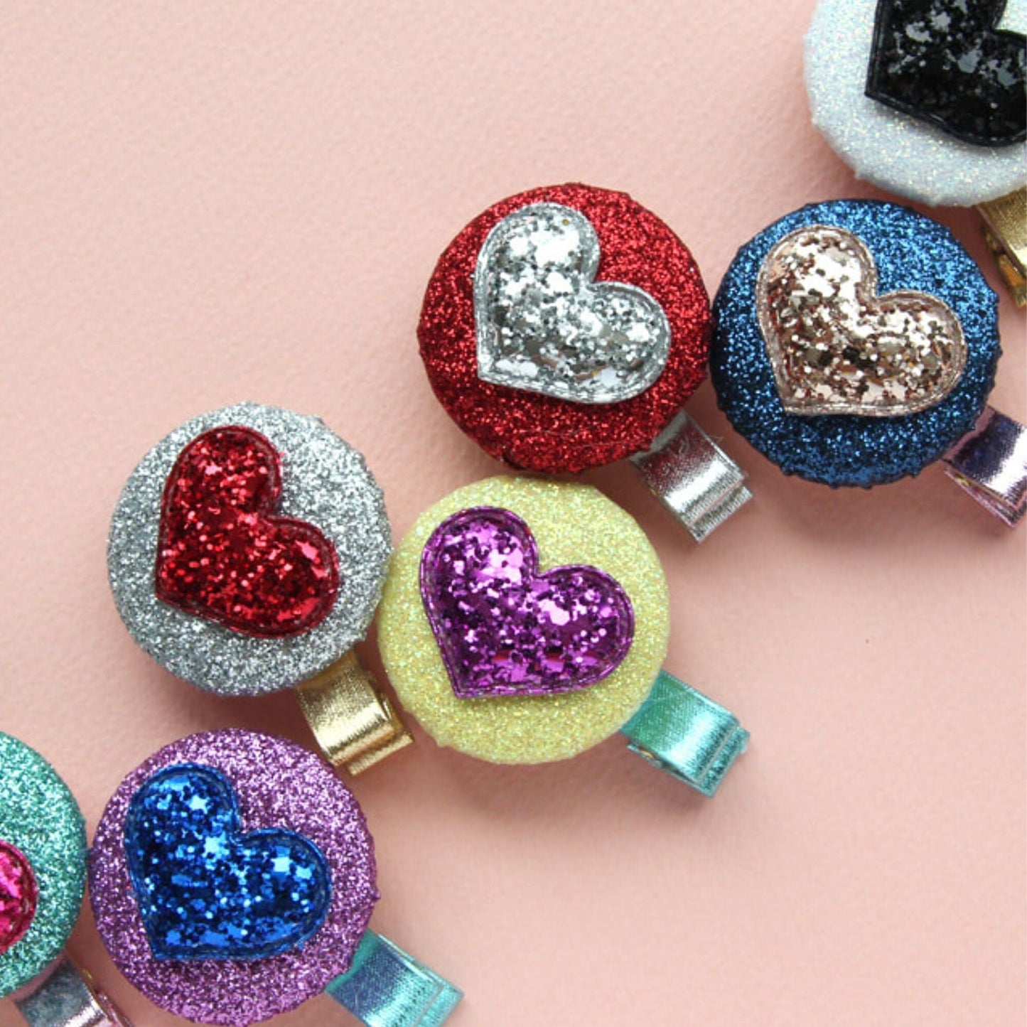 Mini Glitter Heart Appliqués 5pcs