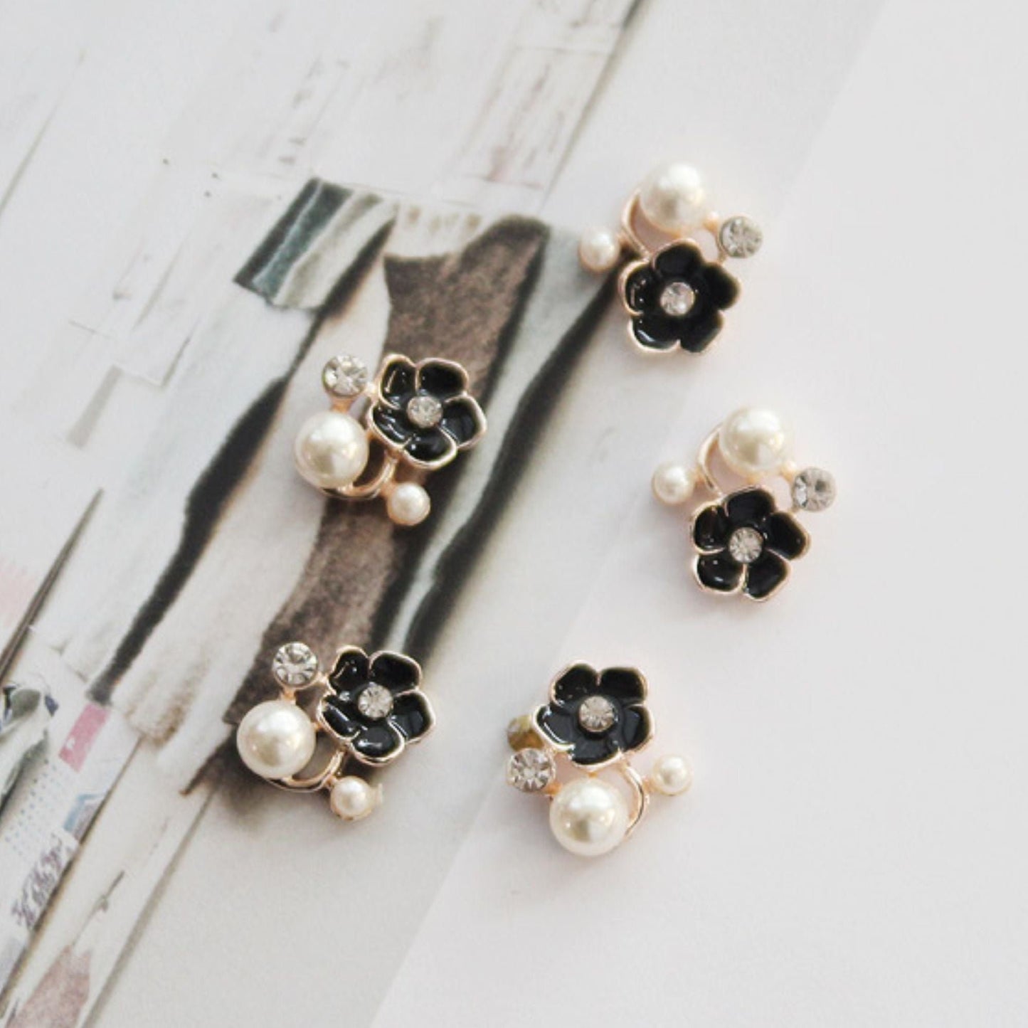 Floral Pearl Embellishments for Crafts 5/10pcs