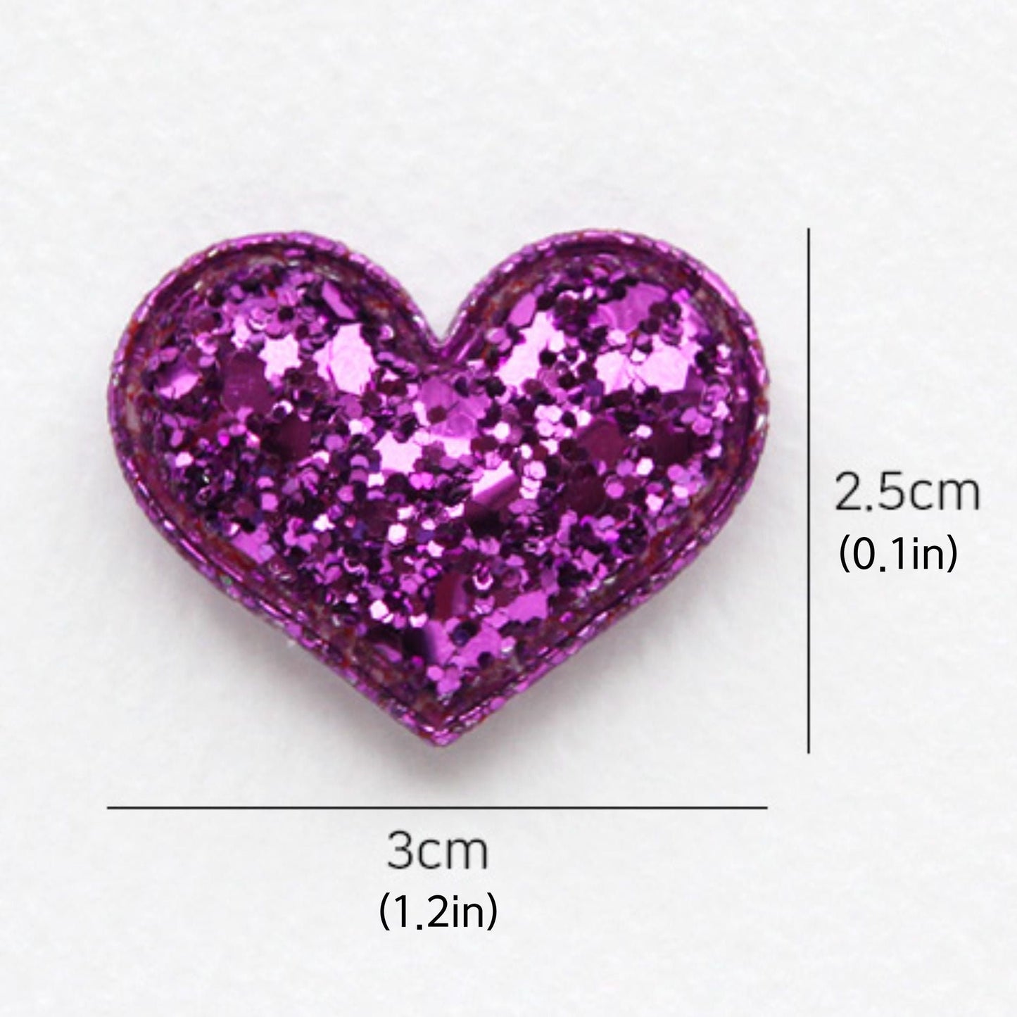 Mini Glitter Heart Appliqués 5pcs