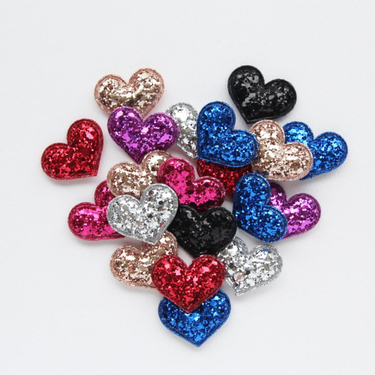 Mini Glitter Heart Appliqués 5pcs