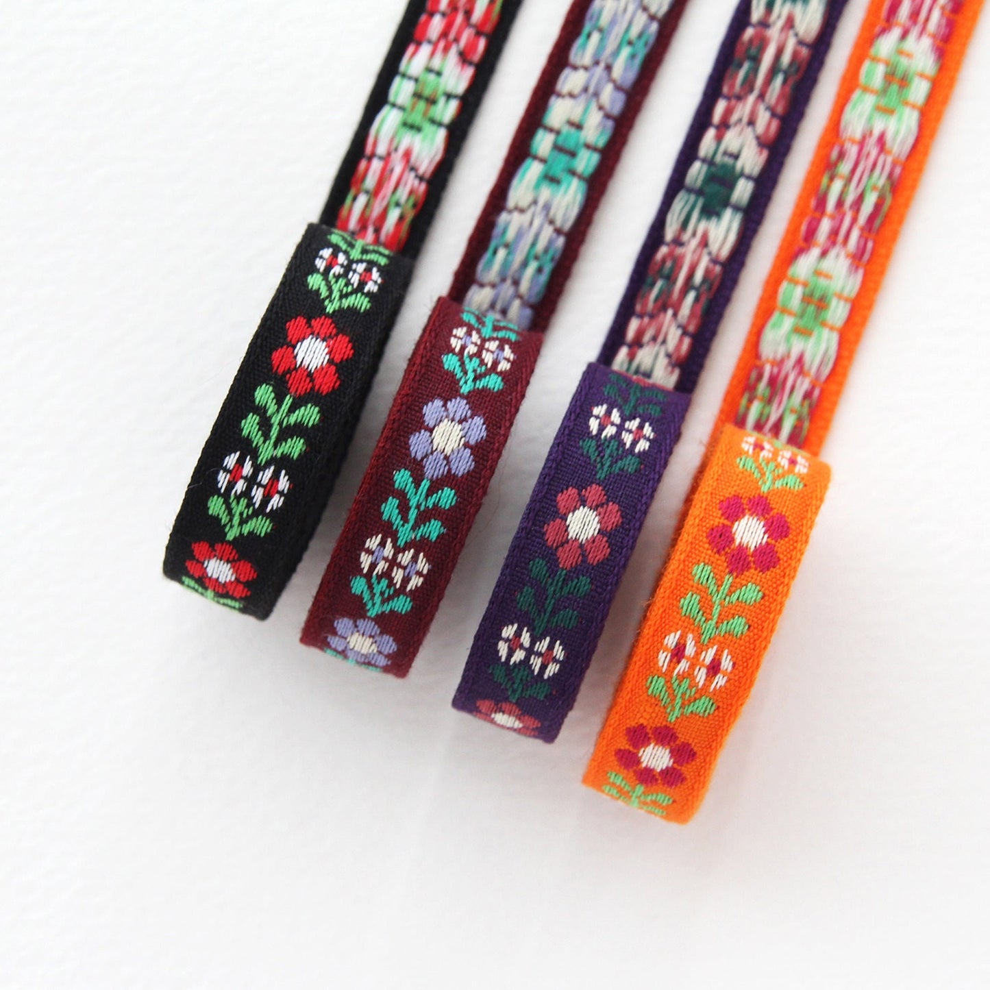 Flower Embroidered Ribbon Trim 0.39inch (1cm) x 5/10Yards