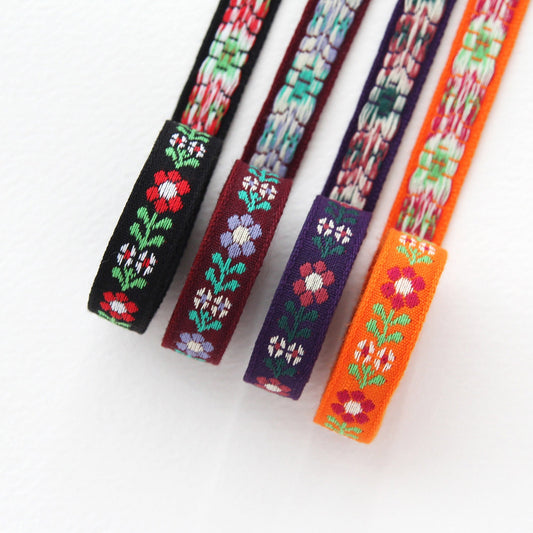 Flower Embroidered Ribbon Trim 0.39inch (1cm) x 5/10Yards