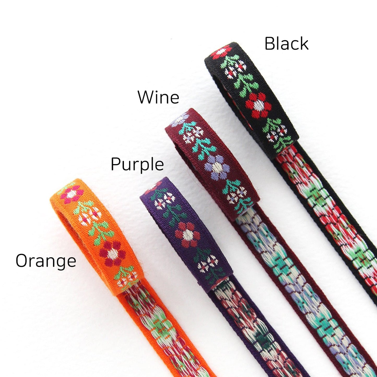 Flower Embroidered Ribbon Trim 0.39inch (1cm) x 5/10Yards