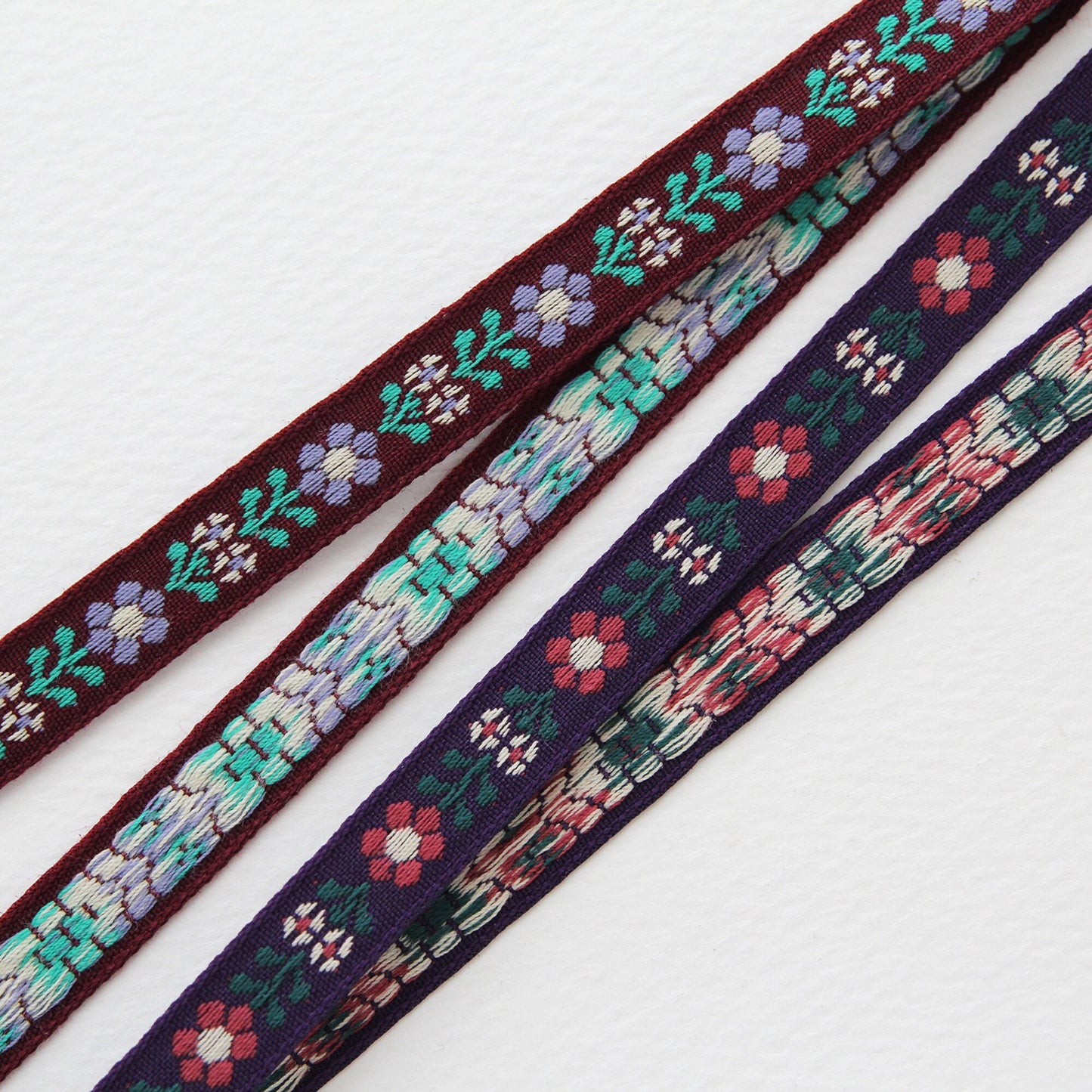 Flower Embroidered Ribbon Trim 0.39inch (1cm) x 5/10Yards