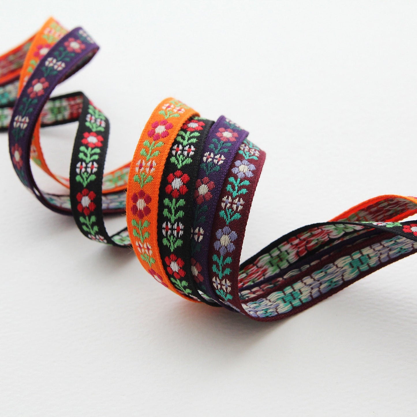 Flower Embroidered Ribbon Trim 0.39inch (1cm) x 5/10Yards