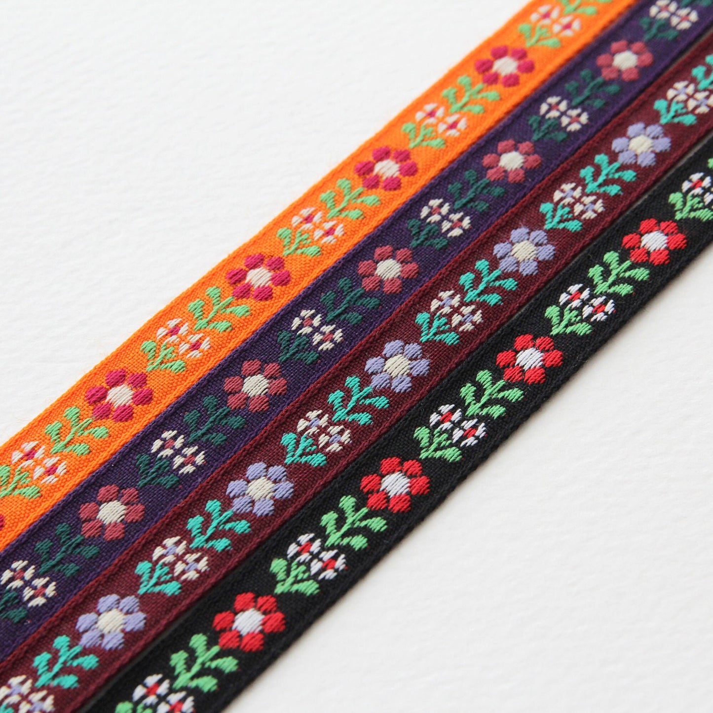 Flower Embroidered Ribbon Trim 0.39inch (1cm) x 5/10Yards