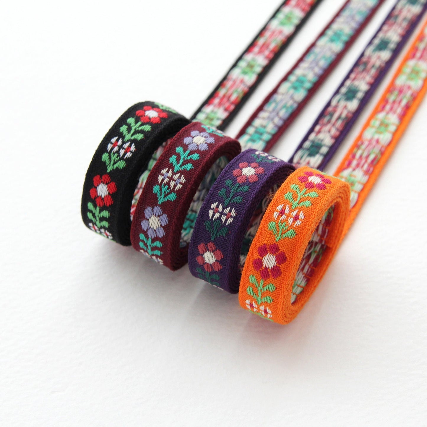 Flower Embroidered Ribbon Trim 0.39inch (1cm) x 5/10Yards