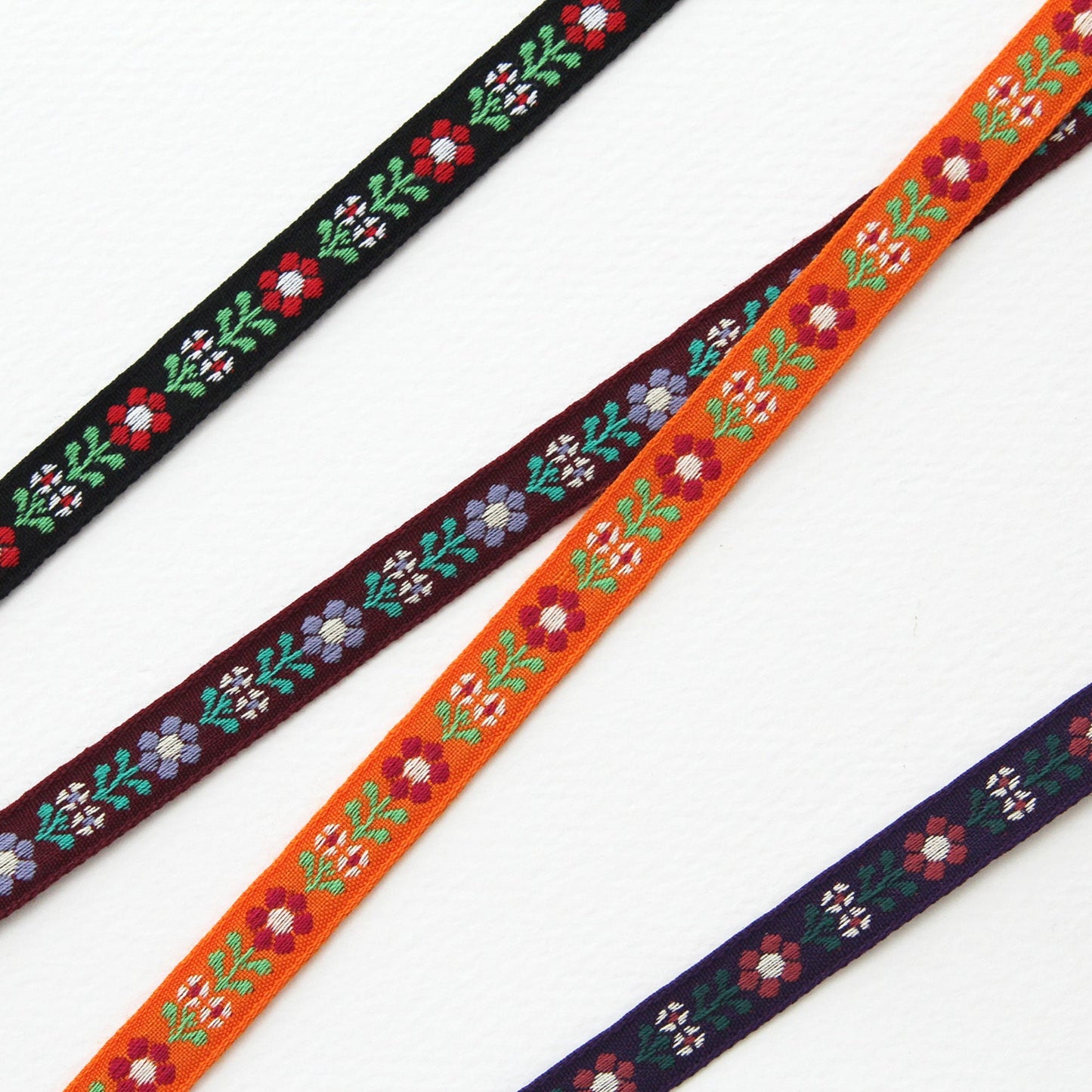 Flower Embroidered Ribbon Trim 0.39inch (1cm) x 5/10Yards