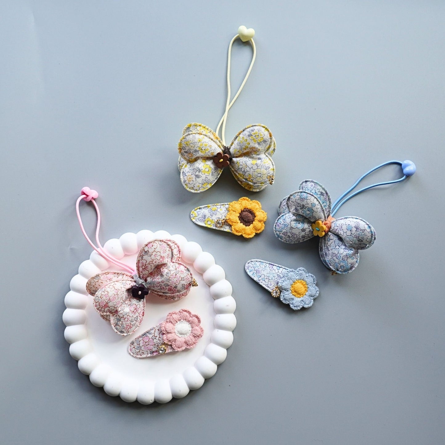 Blossom Delight Hair Ties and Snap Clip Set