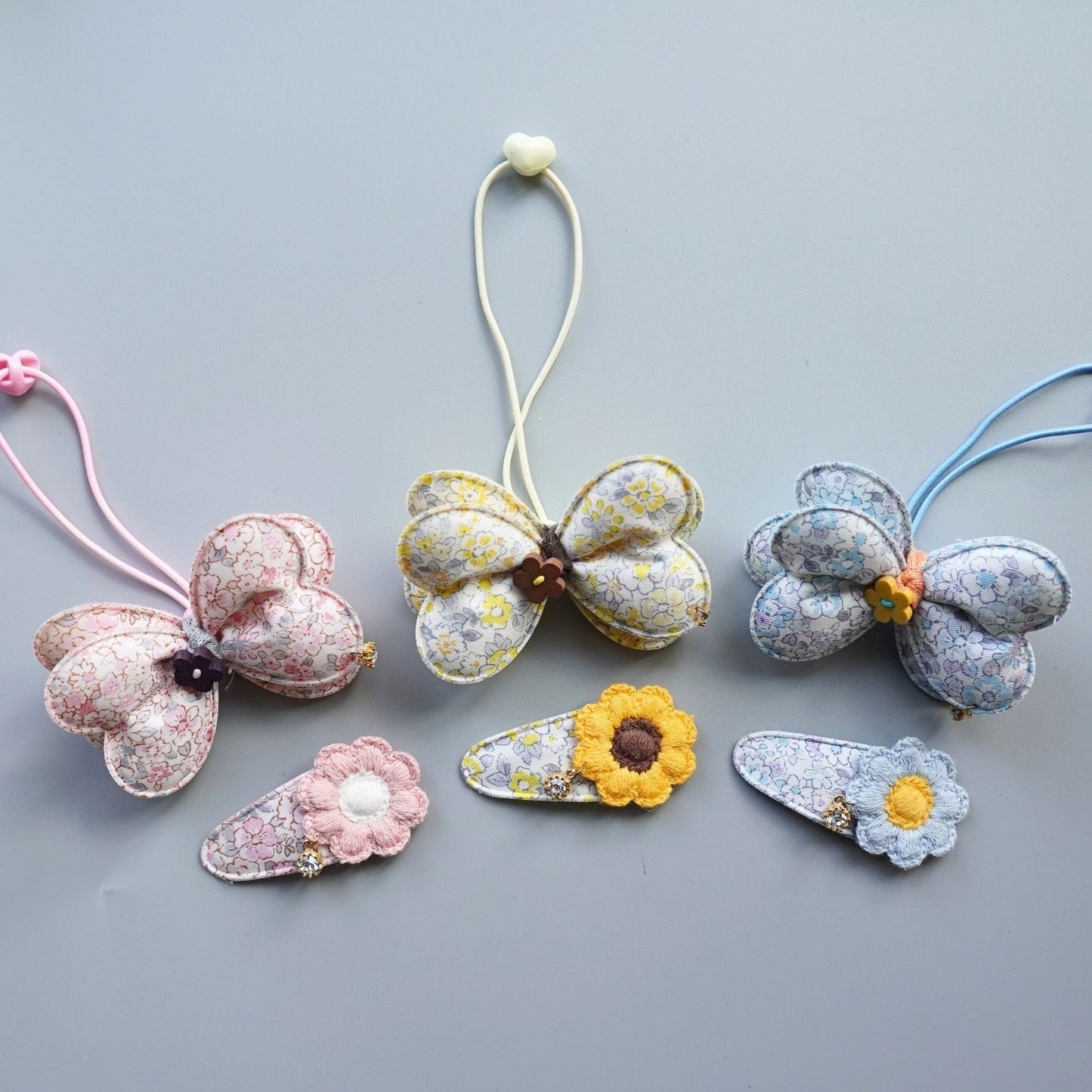Blossom Delight Hair Ties and Snap Clip Set