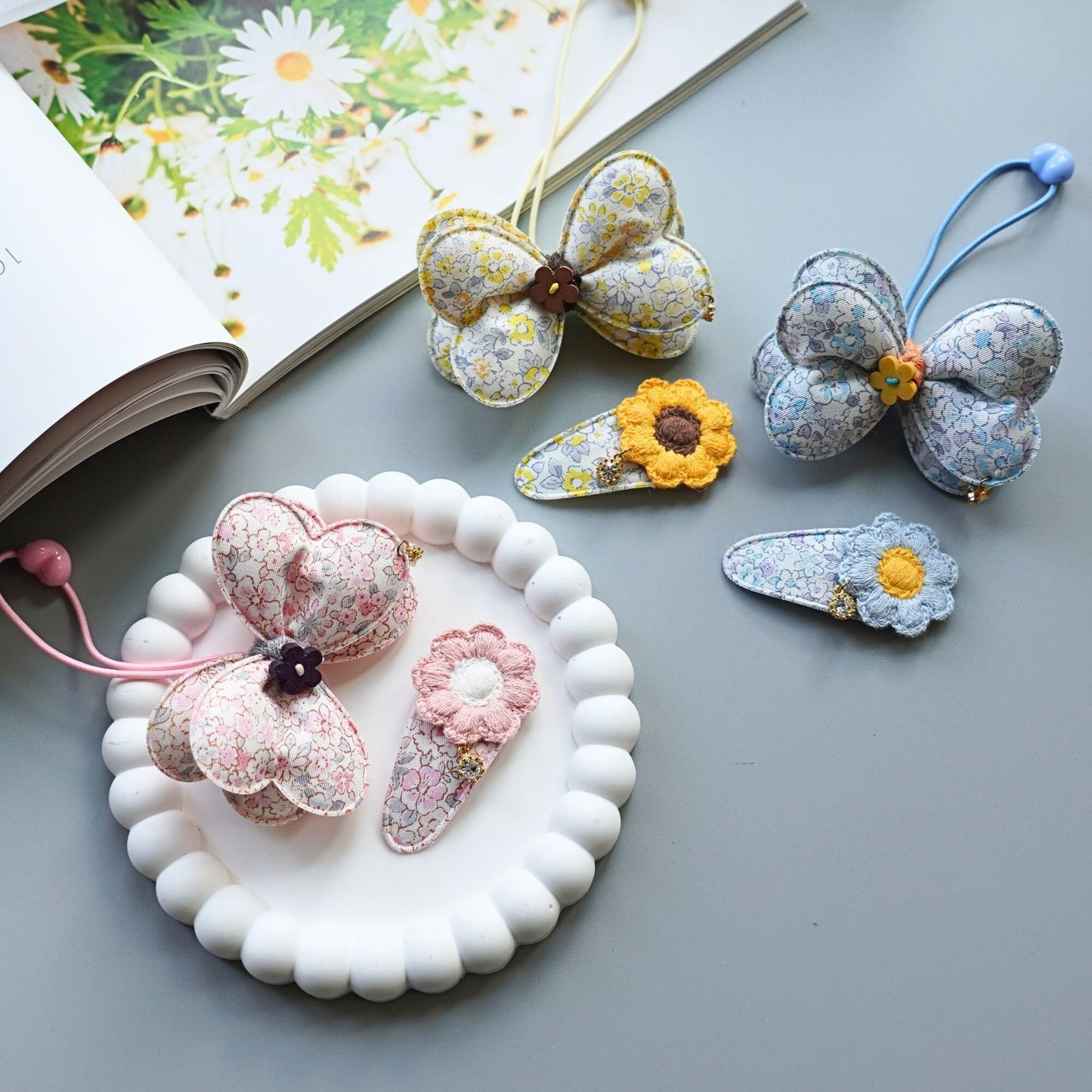 Blossom Delight Hair Ties and Snap Clip Set