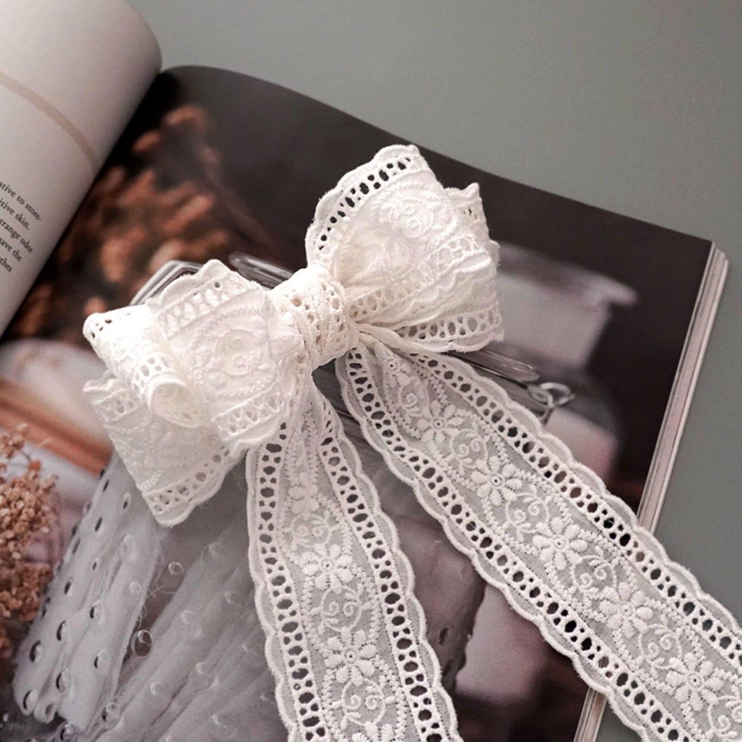 Lace Bow Long Tail Hair Barrette