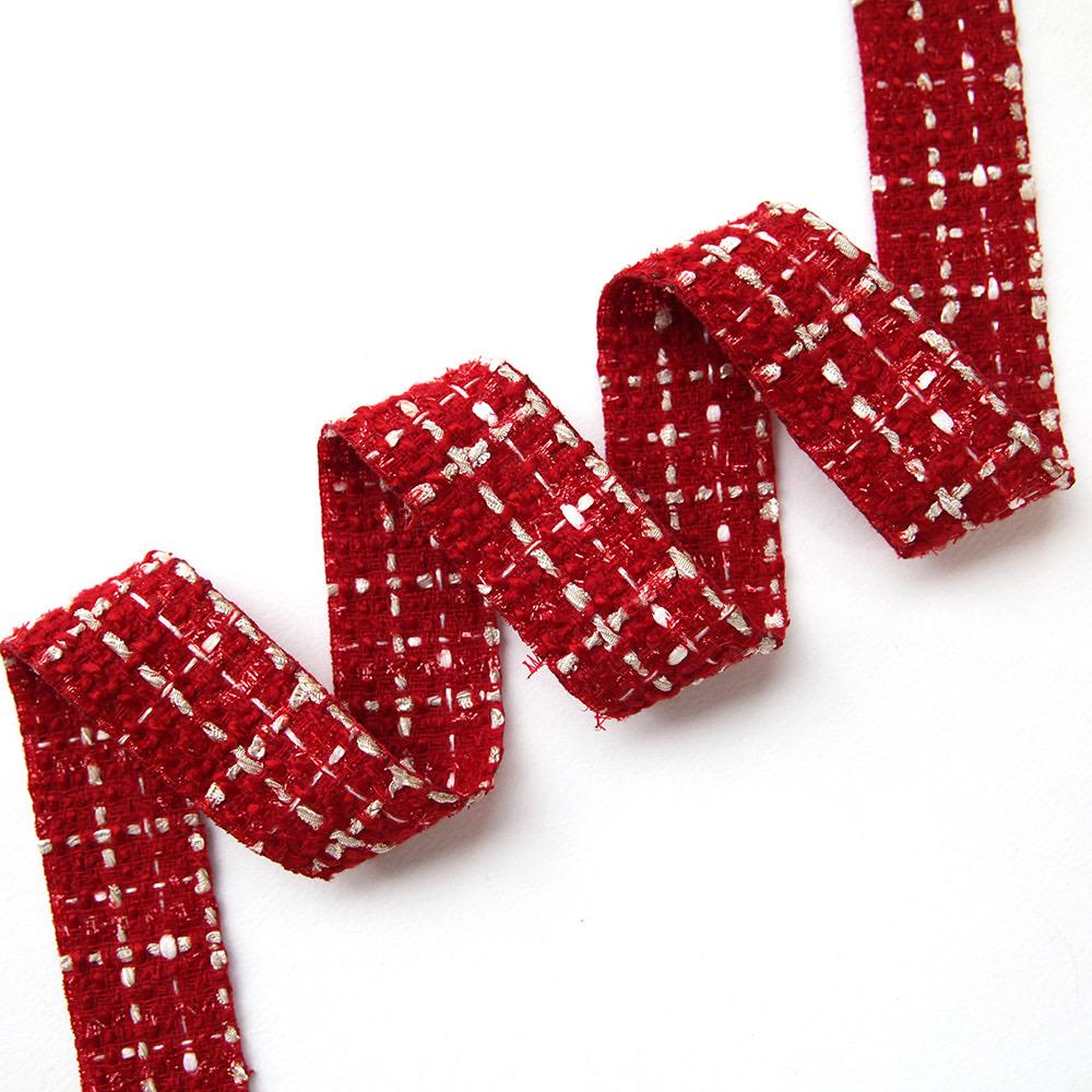 Red Tweed Ribbon 1.59inch (3.9cm) x 5Yards