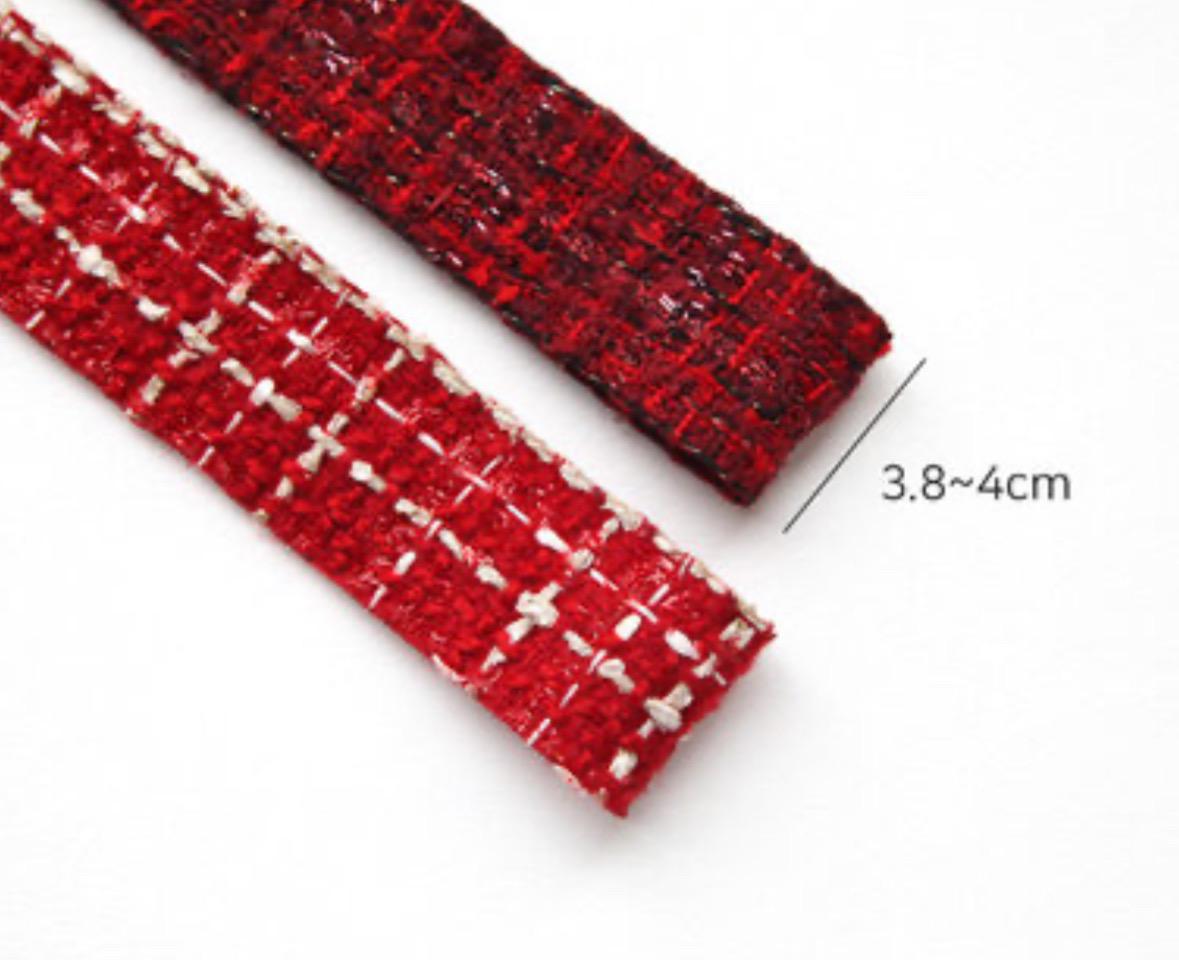 Red Tweed Ribbon 1.59inch (3.9cm) x 5Yards