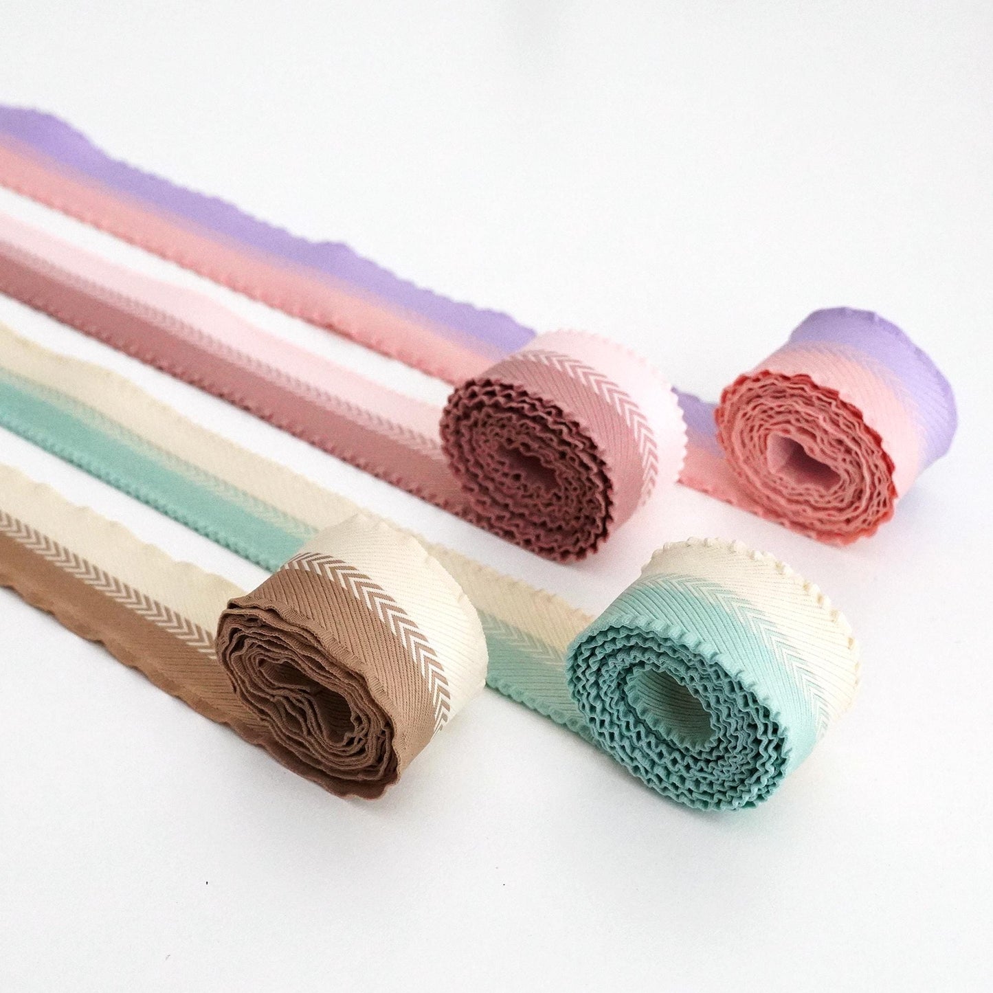 Pastel Frill-Edged Herringbone Ribbon (5/10Yards)  Crafting, Gift Wrap, DIY Accessories