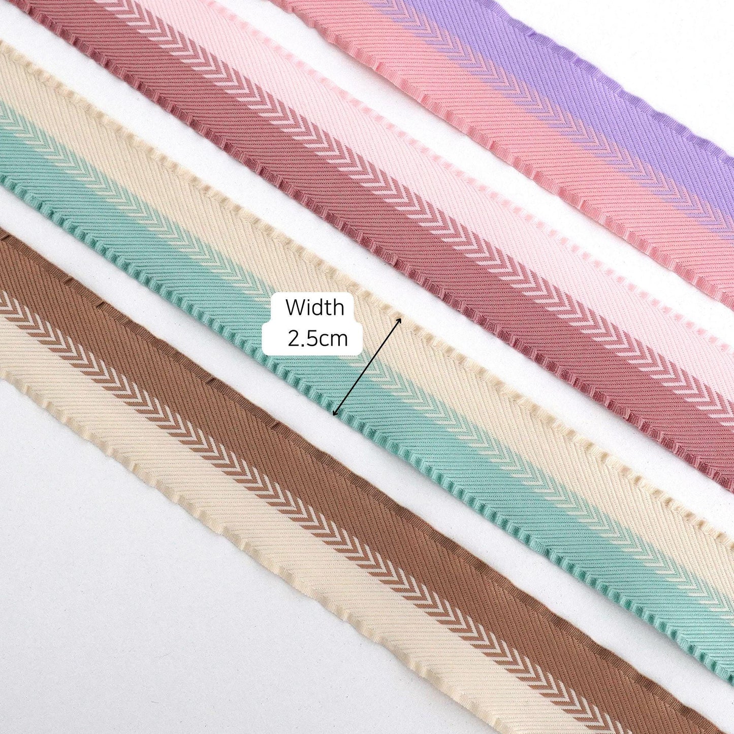 Pastel Frill-Edged Herringbone Ribbon (5/10Yards)  Crafting, Gift Wrap, DIY Accessories