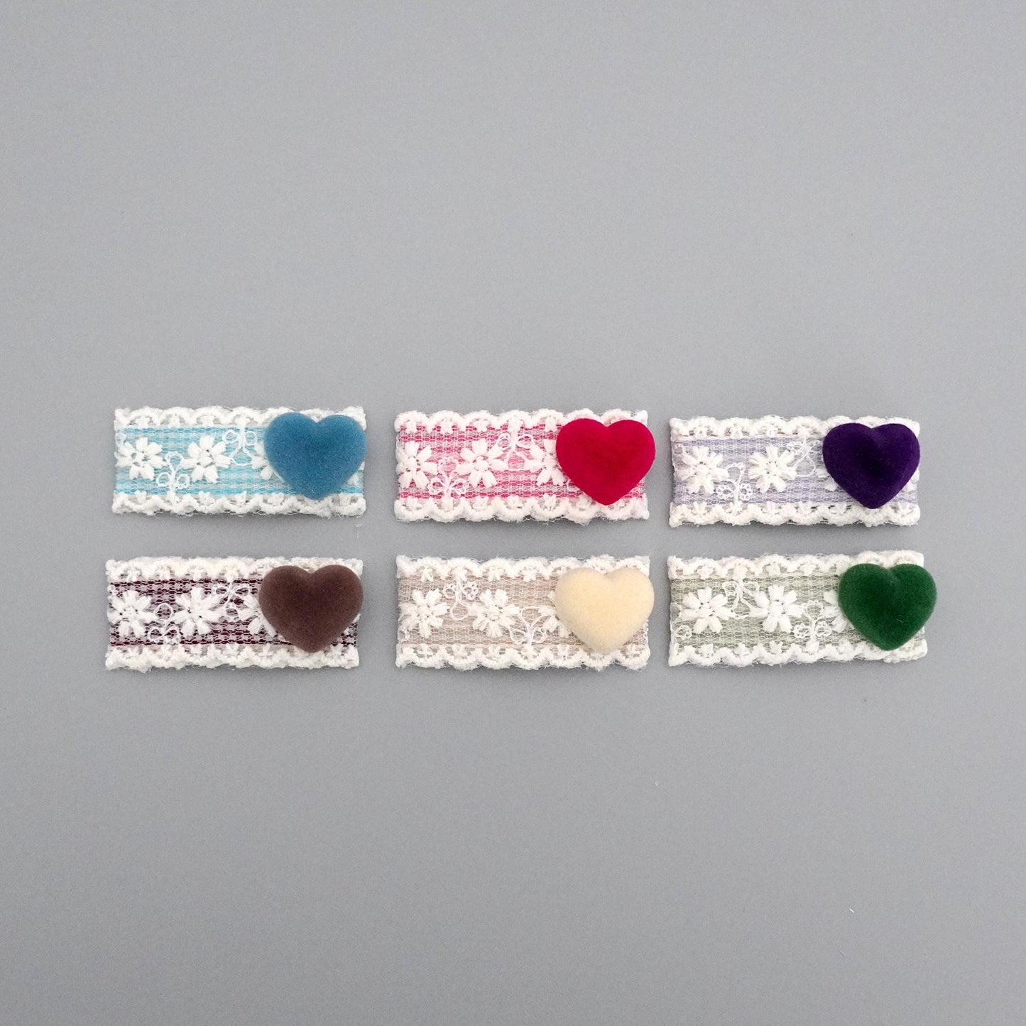 Velvet Heart Lace Hair Snap Clips