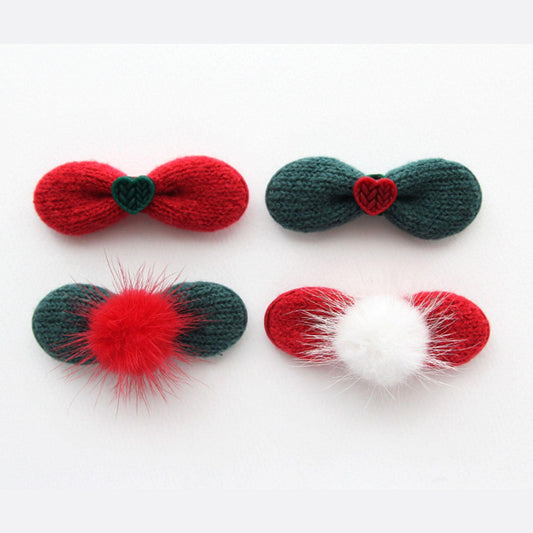 4/10pcs Knitted Ribbon Decoration with Heart and Pom Pom[Z377]