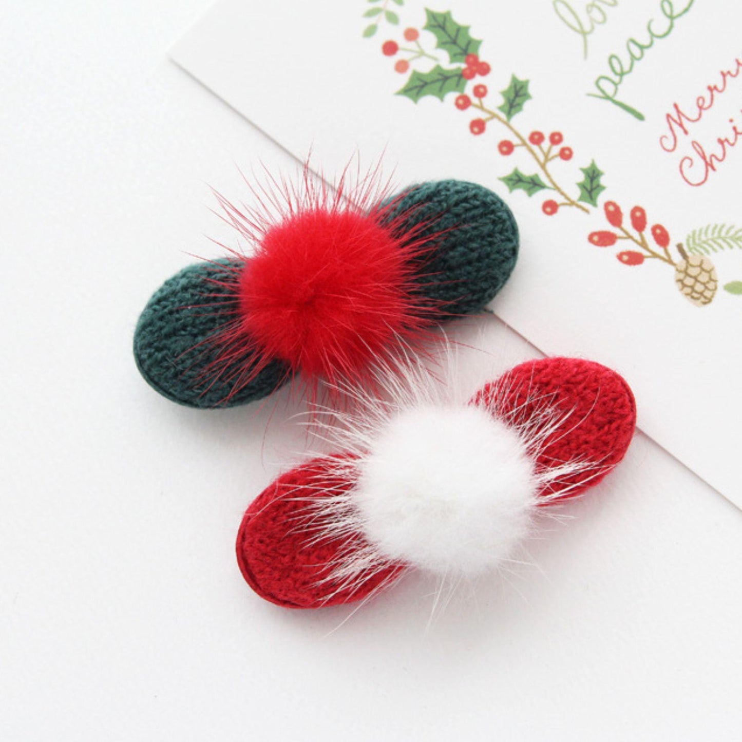 Knitted Ribbon Decoration with Heart and Pom Pom