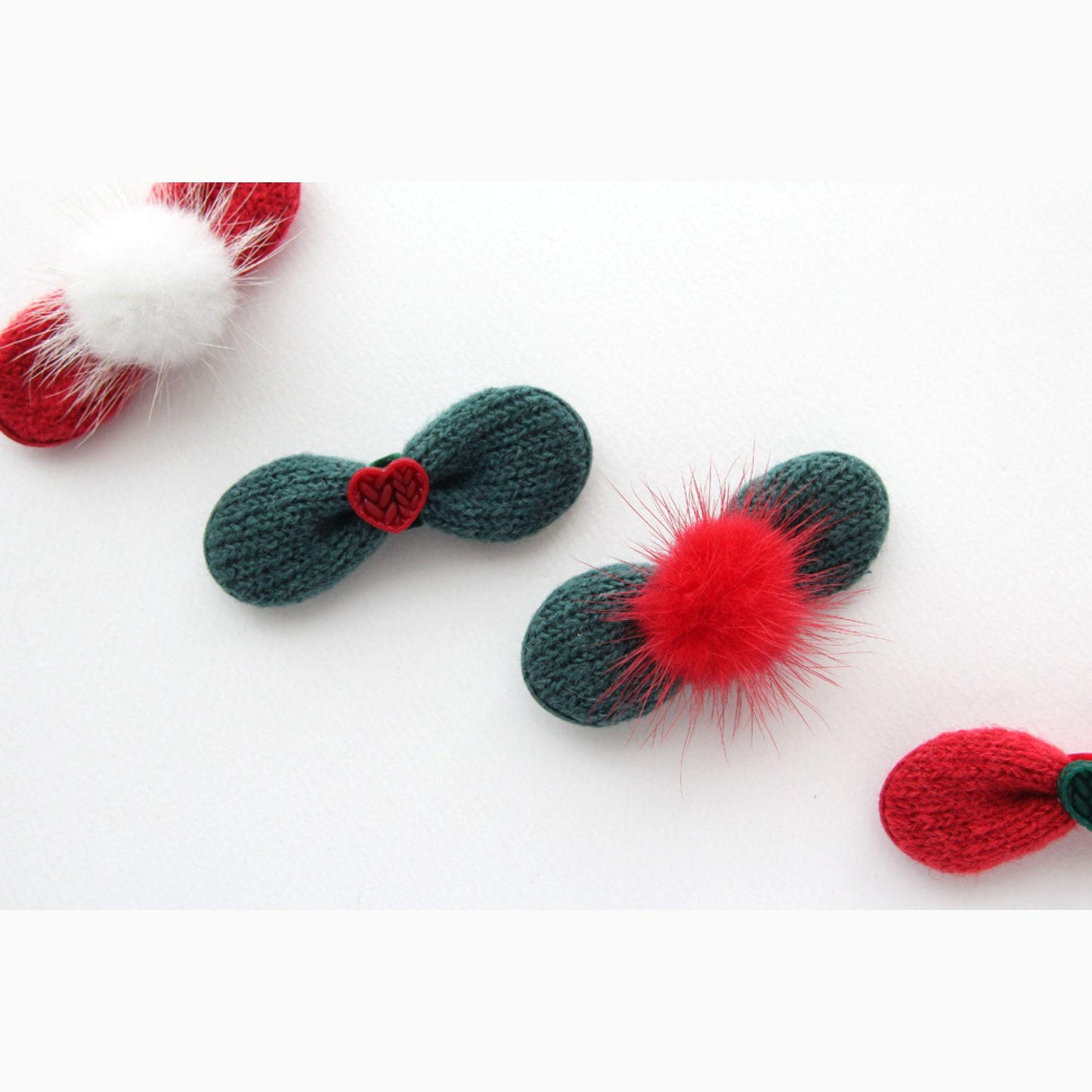 Knitted Ribbon Decoration with Heart and Pom Pom