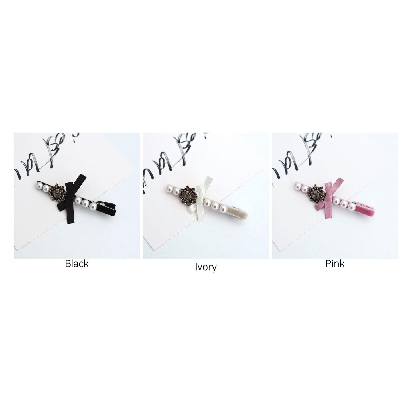 Vintage Pearl Velvet Hair Clip