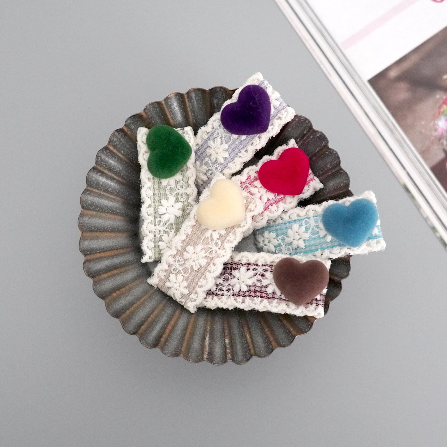 Velvet Heart Lace Hair Snap Clips