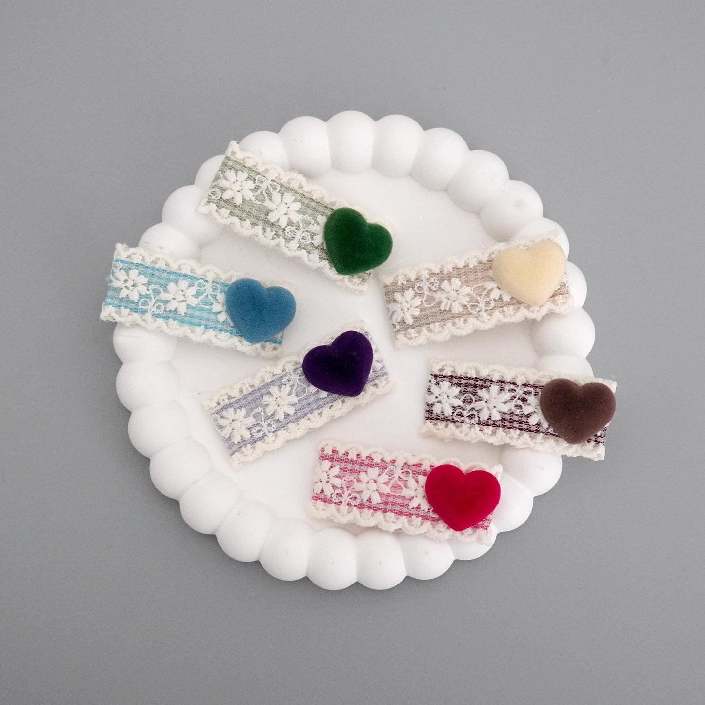 Velvet Heart Lace Hair Snap Clips