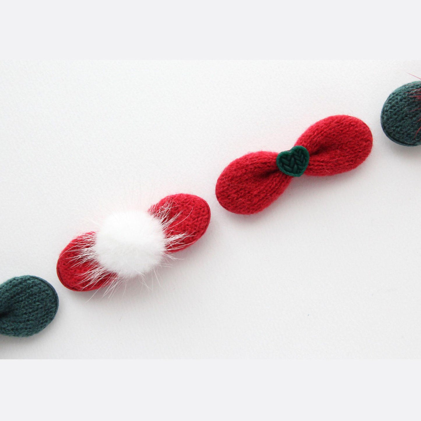 Knitted Ribbon Decoration with Heart and Pom Pom