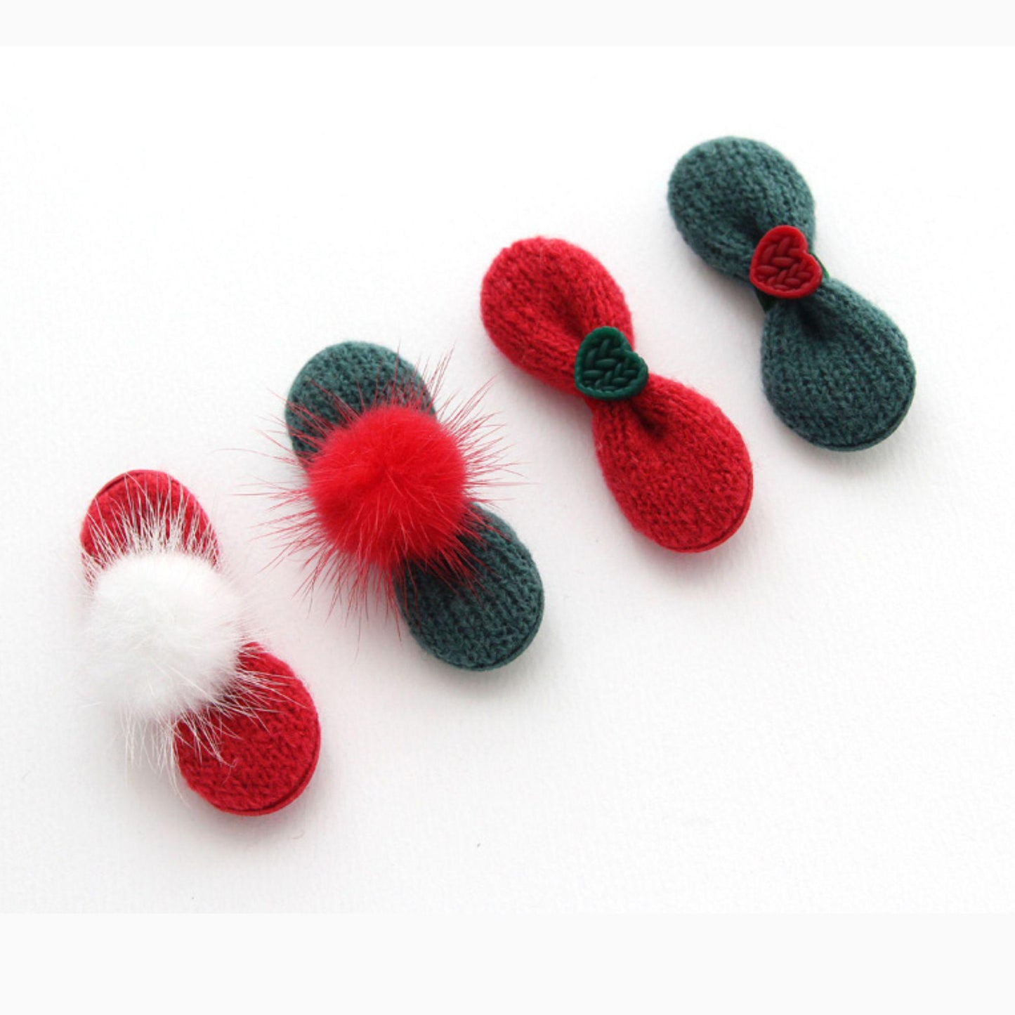 Knitted Ribbon Decoration with Heart and Pom Pom