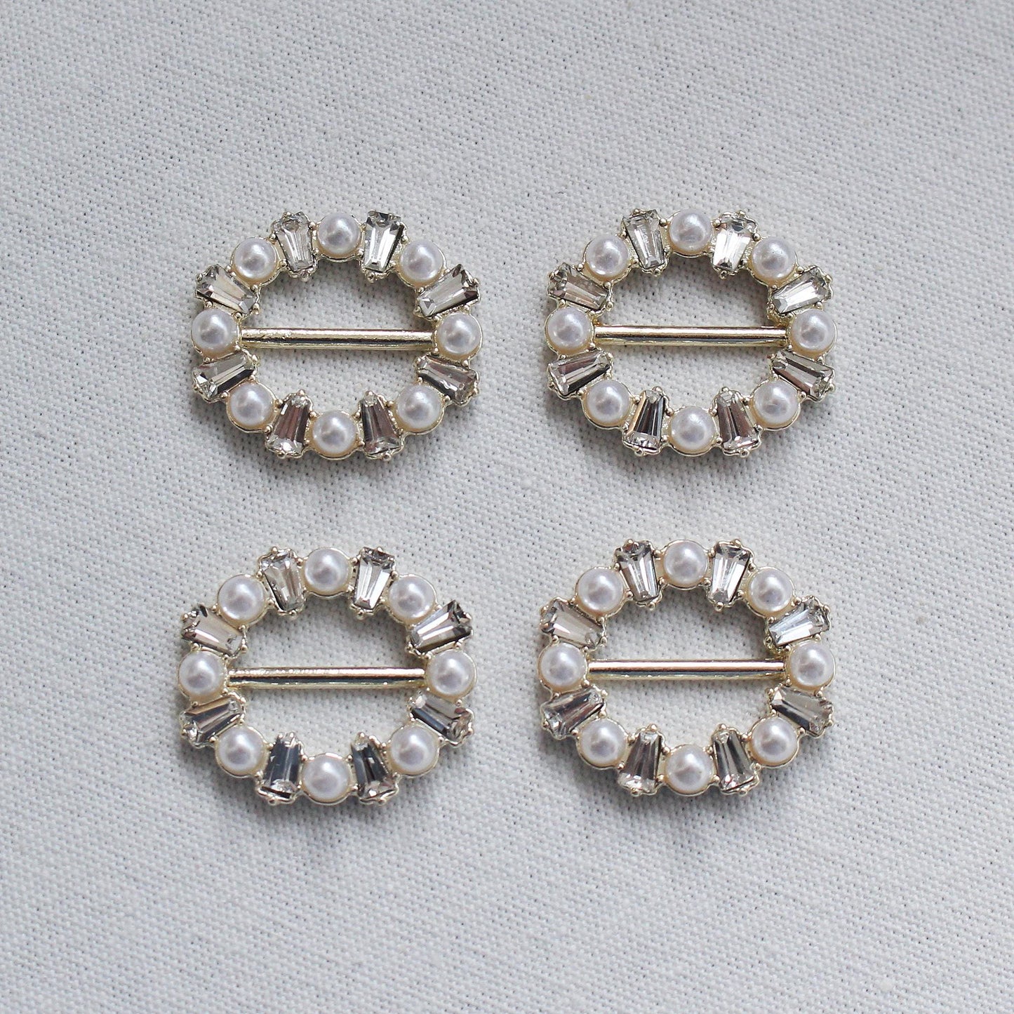 Elegant Pearl & Cubic Round Buckle 5/10/30pcs