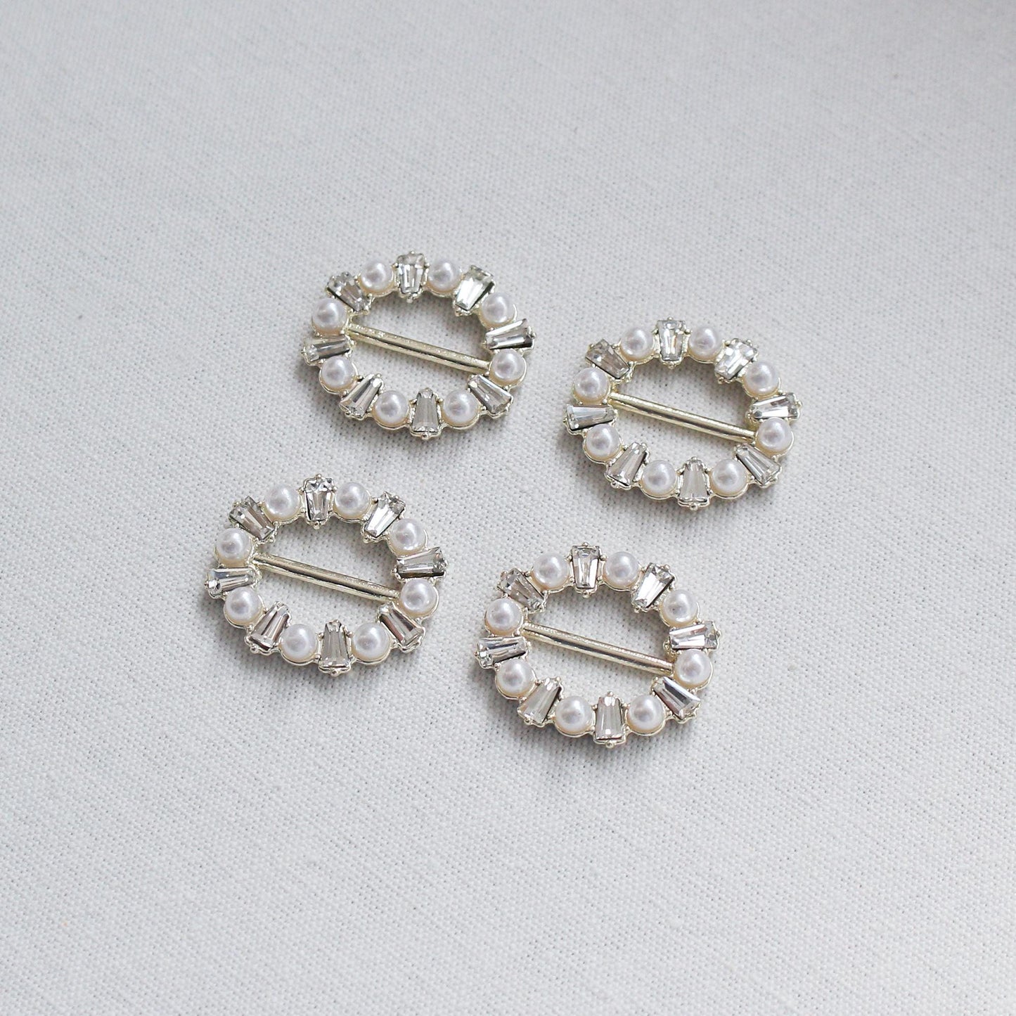 Elegant Pearl & Cubic Round Buckle 5/10/30pcs