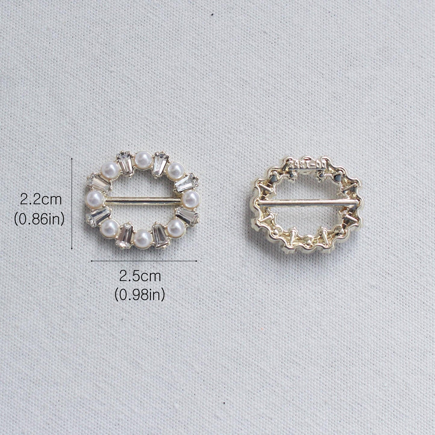 Elegant Pearl & Cubic Round Buckle 5/10/30pcs