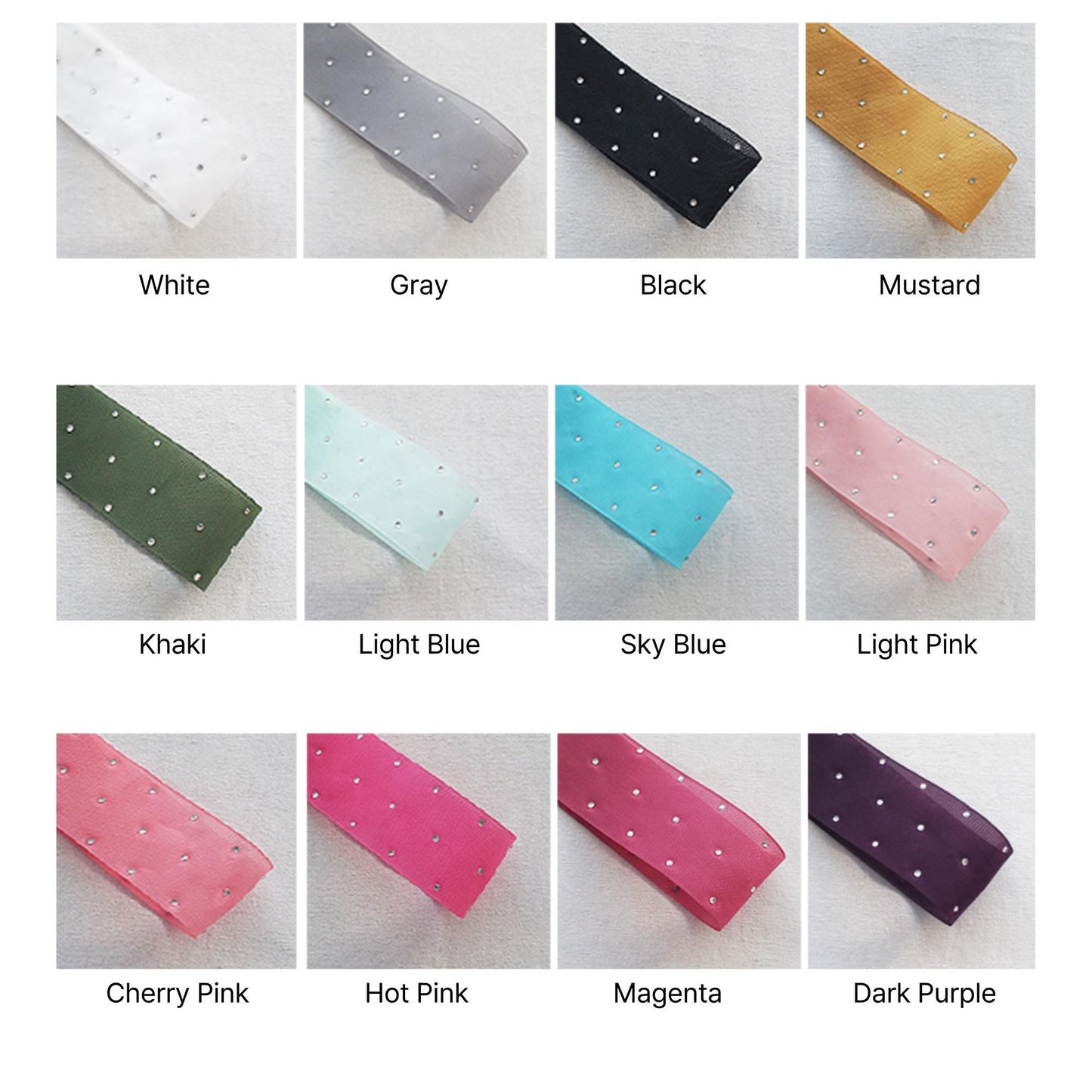 Sparkly Organza Ribbon with Hotfix Gems 1.57inch (4cm) x 5/10Yards