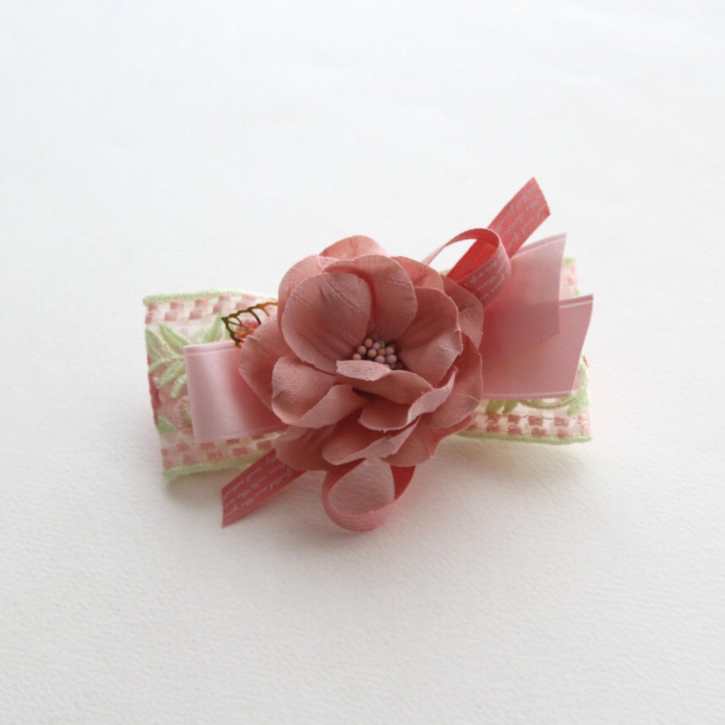 Pink Floral Embroidered Lace Trim 1.88 inch Width (4.8cm) x 5/10Yards