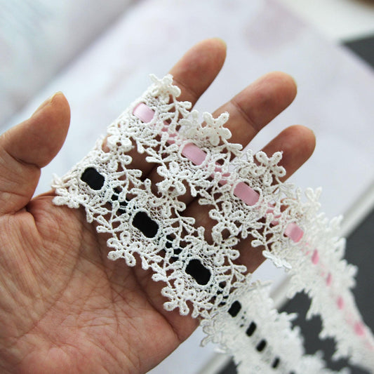 Satin Ribbon-Threaded Snowflake Lace 2/5/10Yards