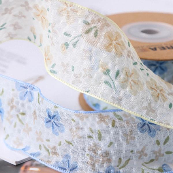 Pastel Floral Sheer Ribbon  1.57inch (4cm) 5/10Yards