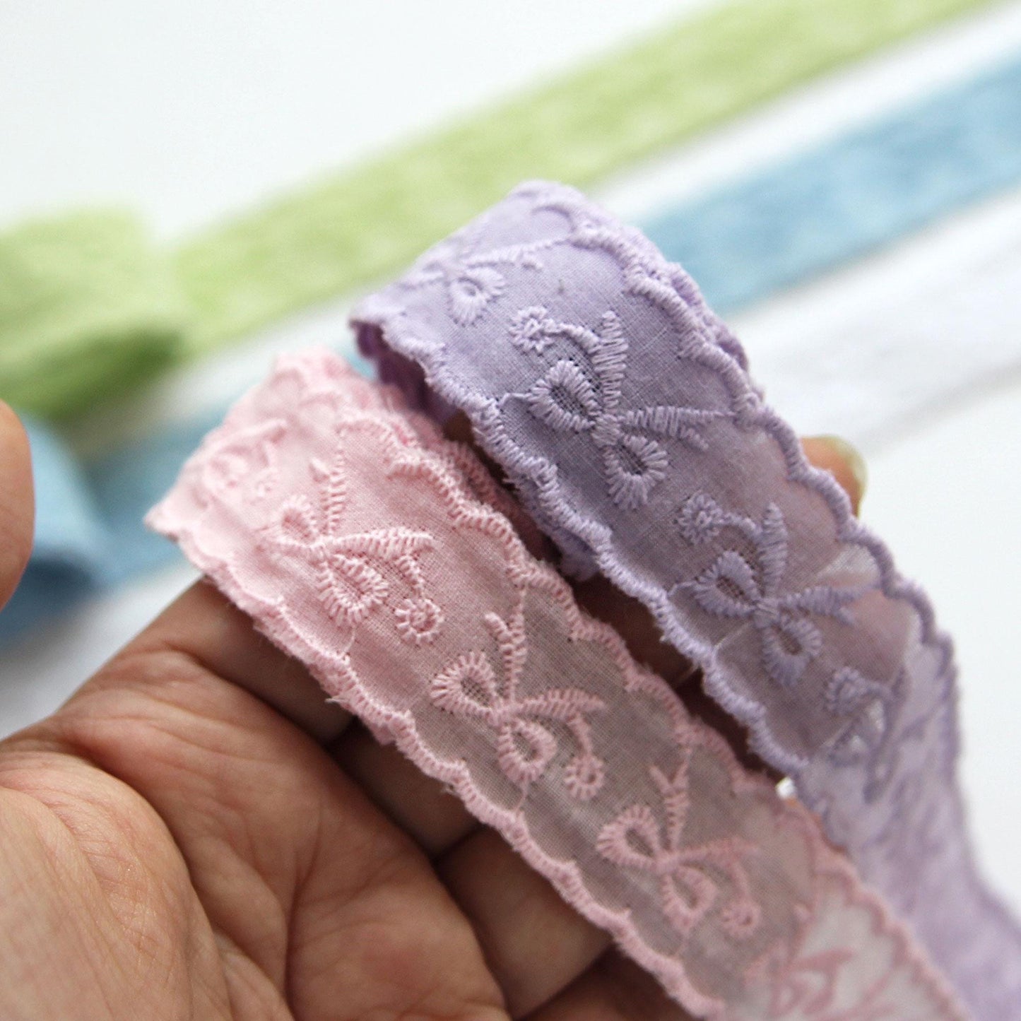 Ribbon Embroidered Punching Lace 0.98inch x 5Yards