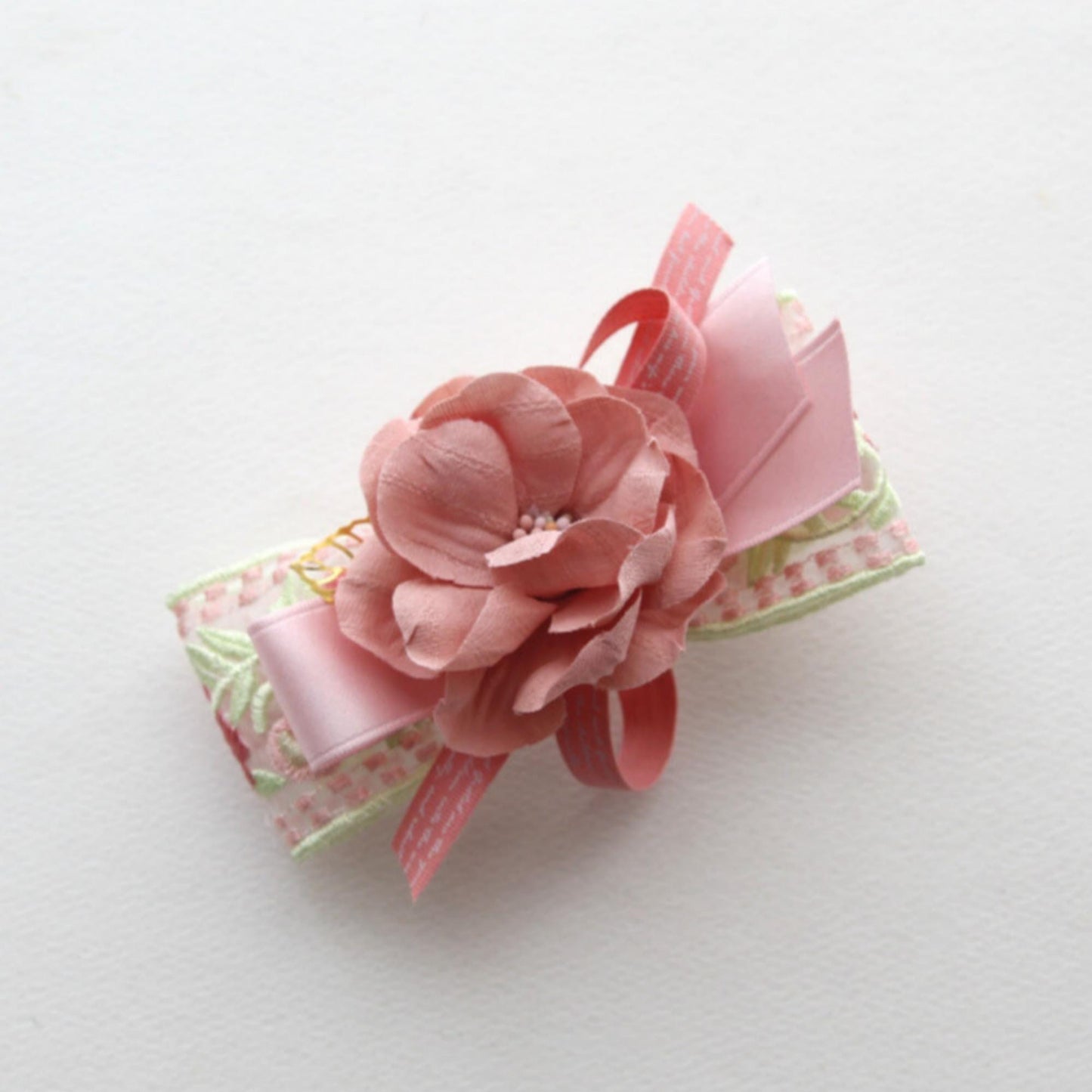 Pink Floral Embroidered Lace Trim 1.88 inch Width (4.8cm) x 5/10Yards