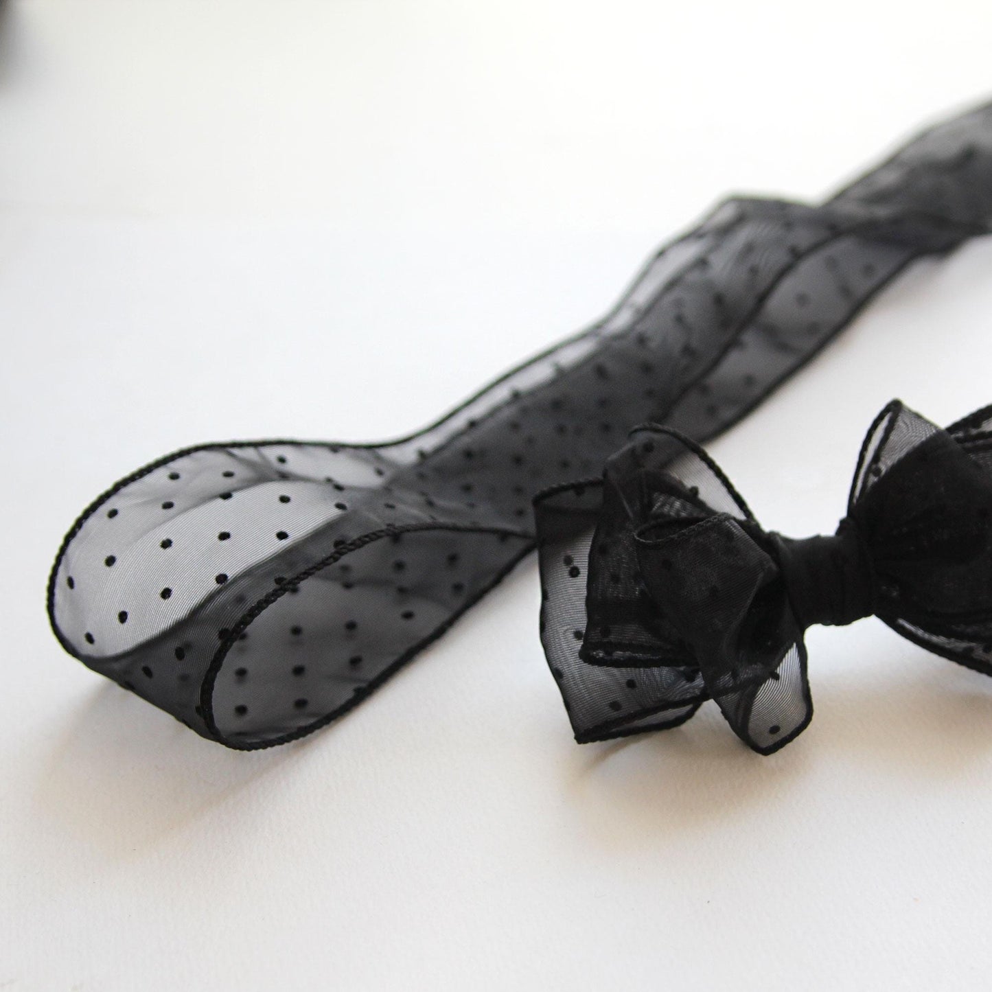 Elegant Black Dot Organza Ribbon 5Yards