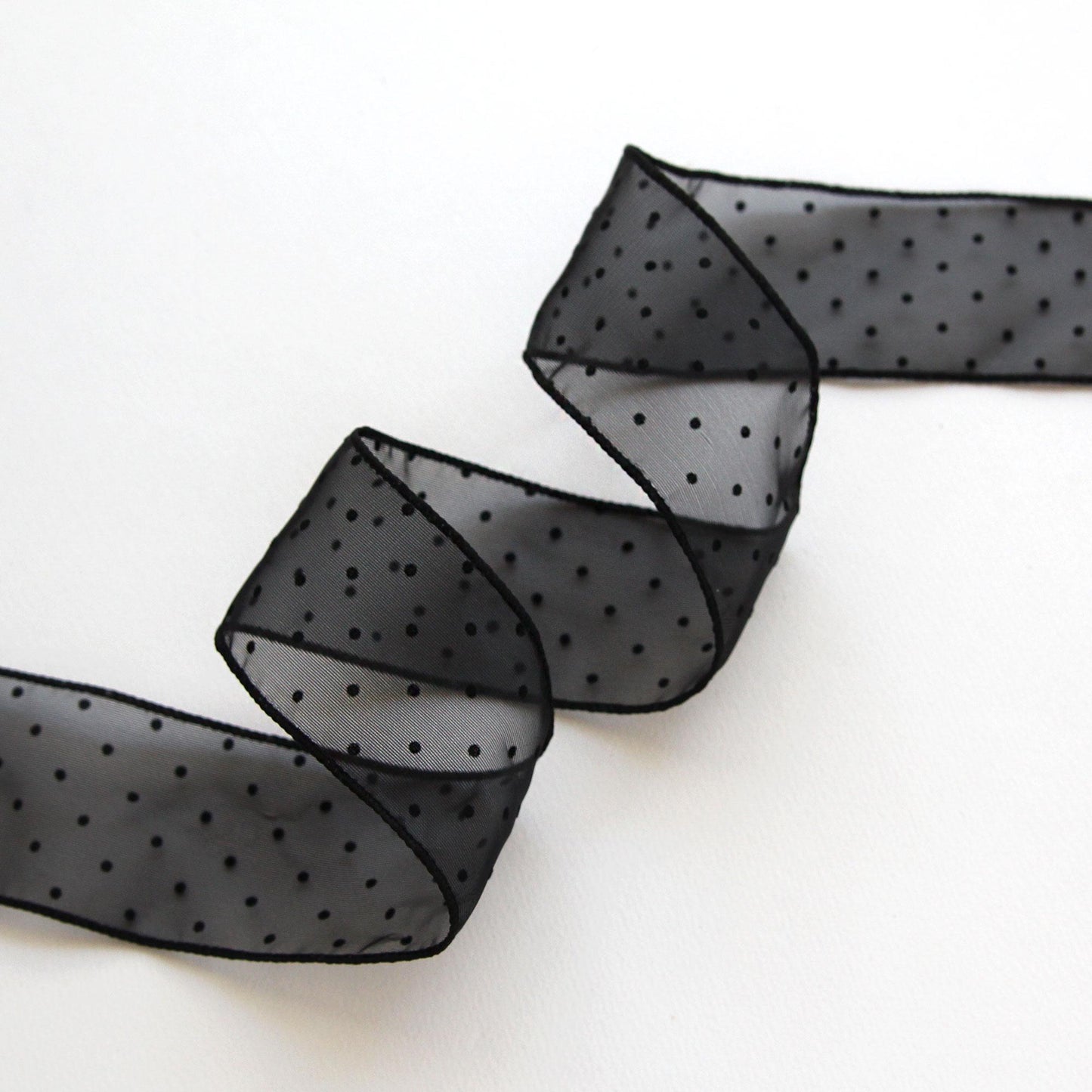 Elegant Black Dot Organza Ribbon 5Yards
