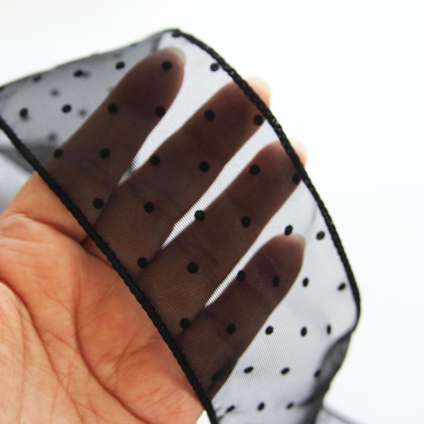 Elegant Black Dot Organza Ribbon 5Yards
