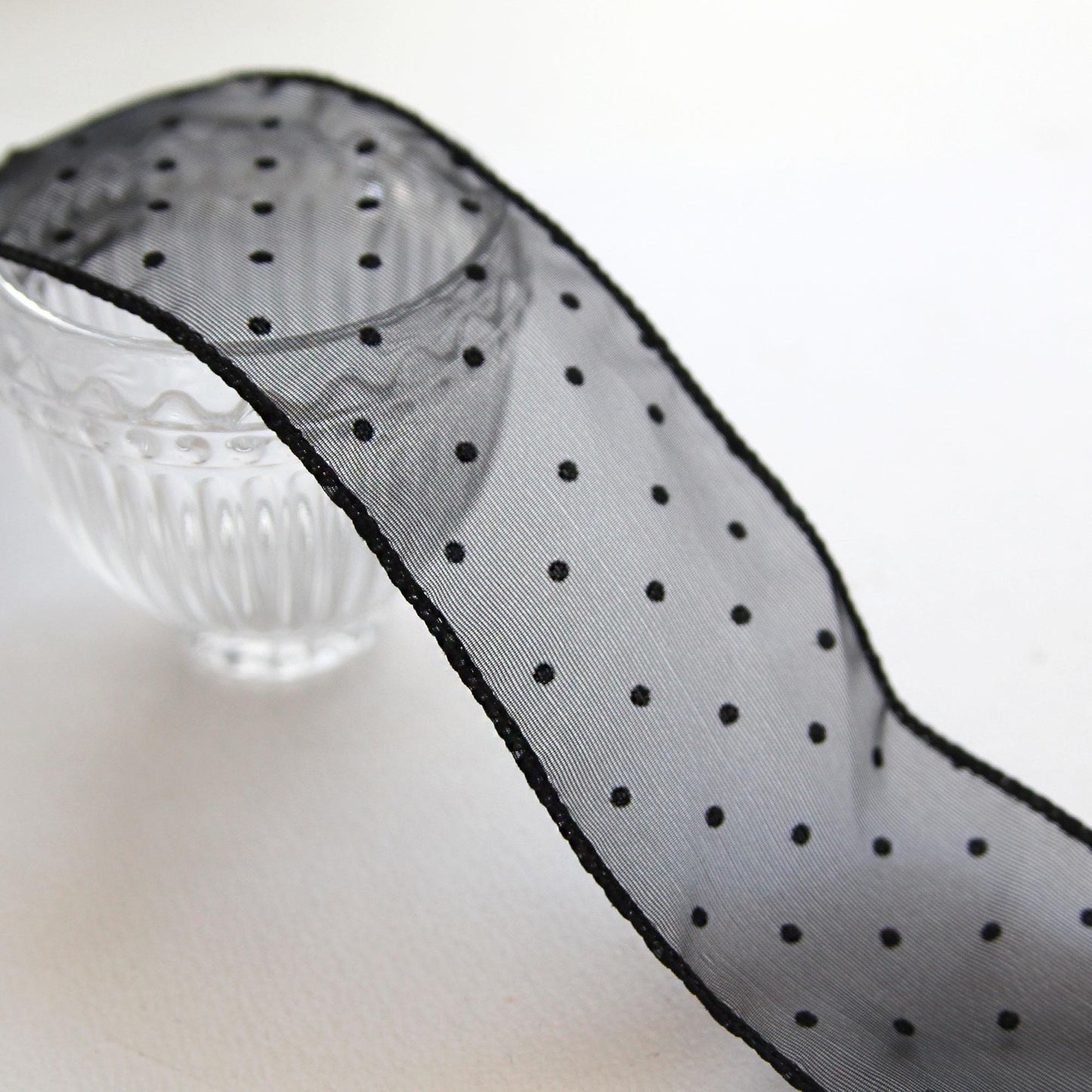 Elegant Black Dot Organza Ribbon 5Yards