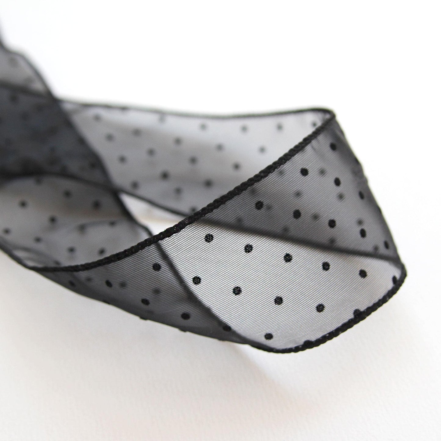 Elegant Black Dot Organza Ribbon 5Yards