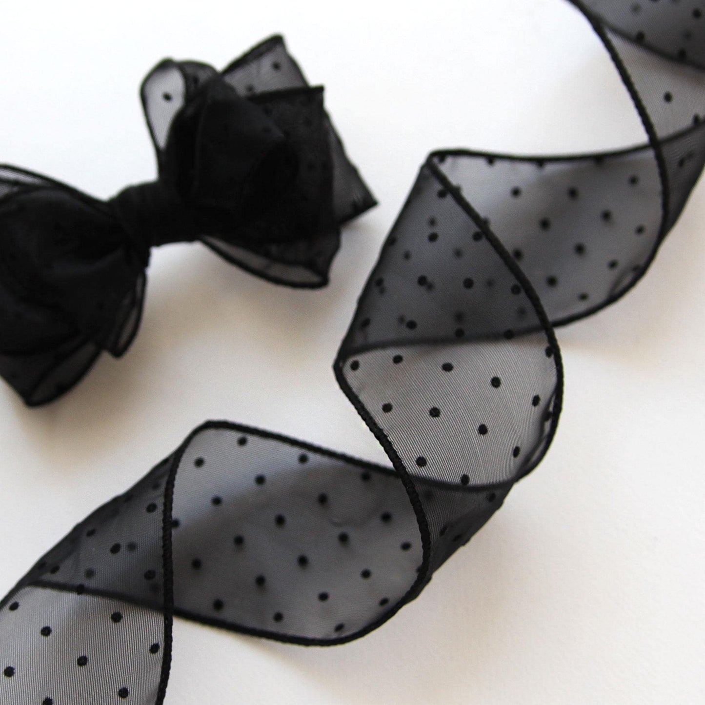 Elegant Black Dot Organza Ribbon 5Yards