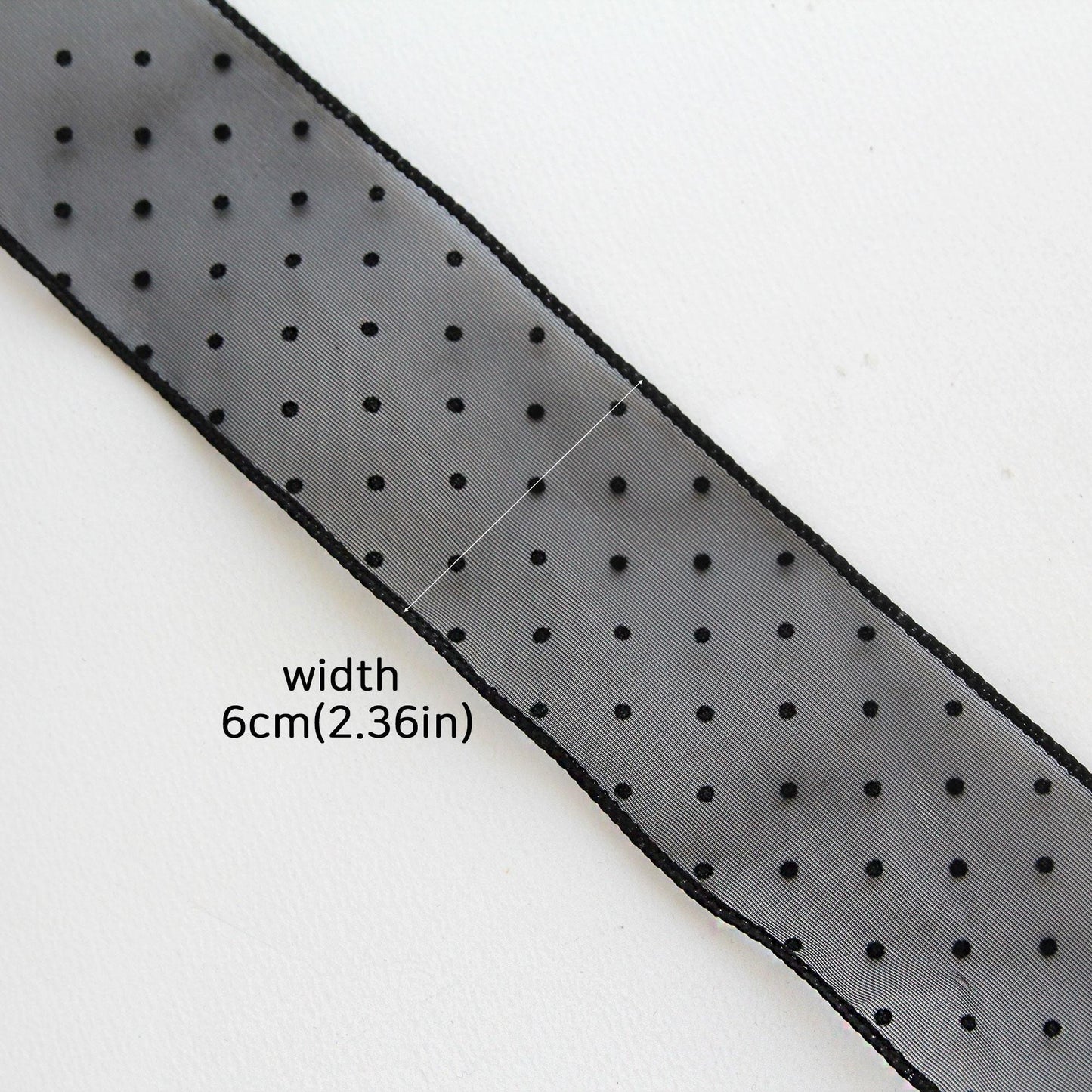 Elegant Black Dot Organza Ribbon 5Yards