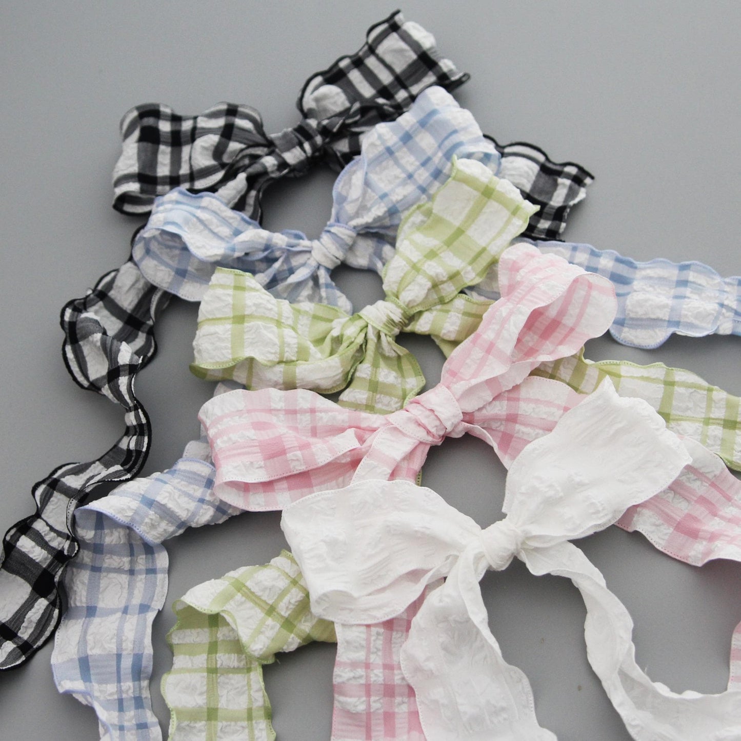 Lovely Ruffled Check Ribbon  1.57inch (4cm) x 5/10Yards