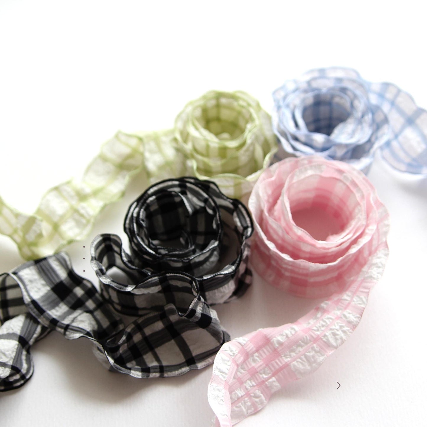 Lovely Ruffled Check Ribbon  1.57inch (4cm) x 5/10Yards