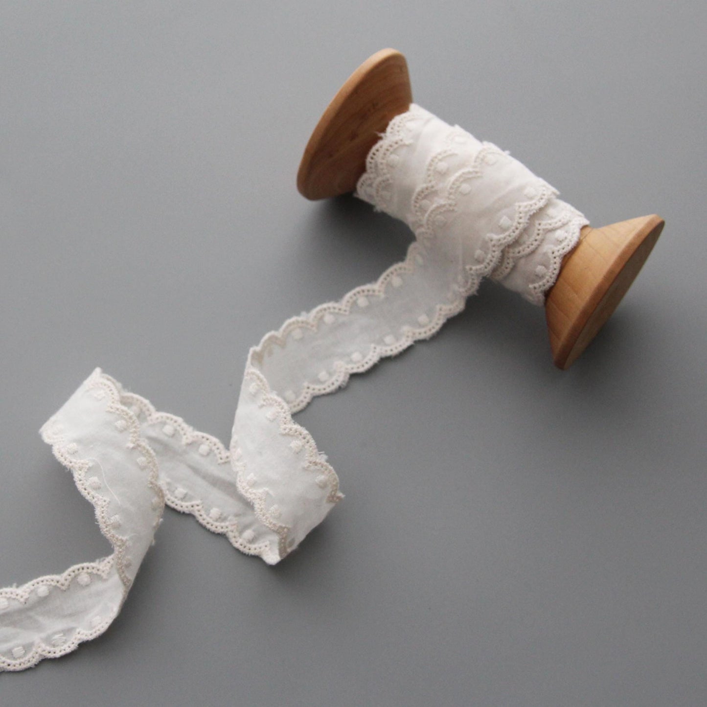 Ivory Eyelet Lace Ribbon  (2.8cm / 1.1in Width) x 5Yards