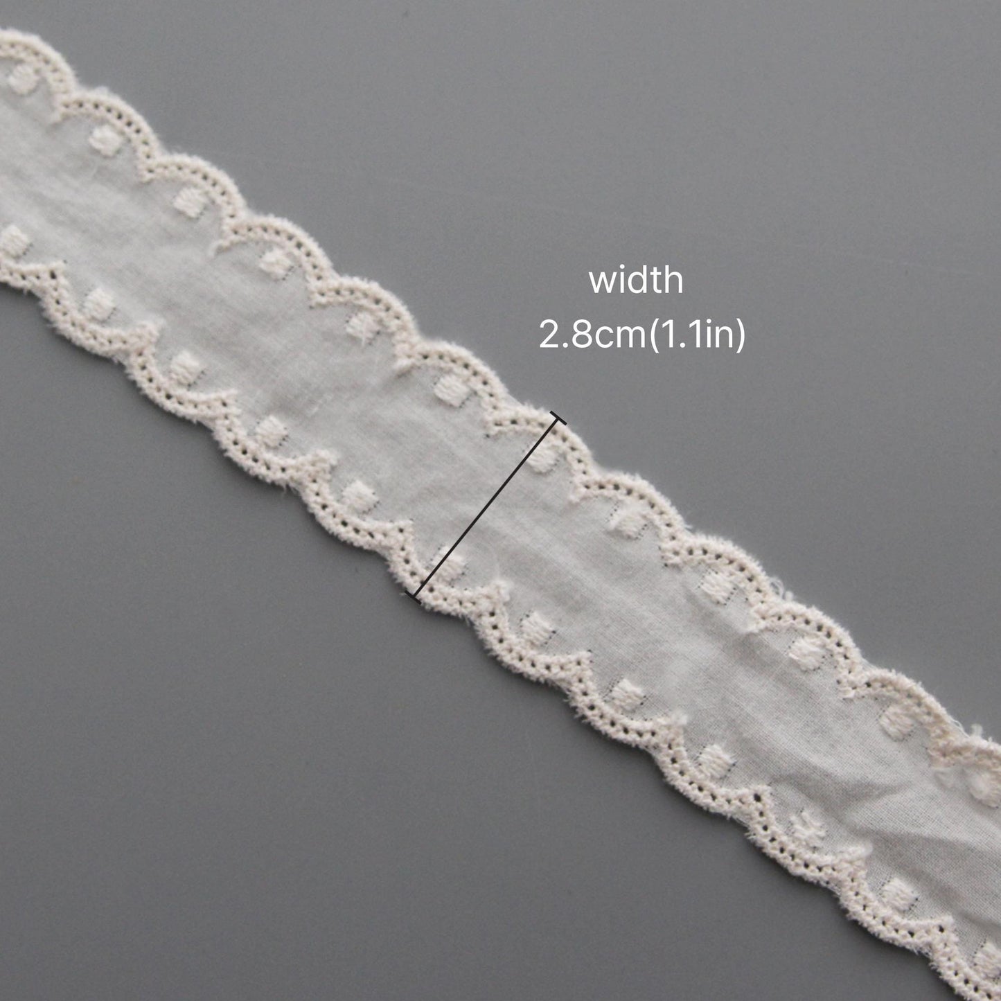 Ivory Eyelet Lace Ribbon  (2.8cm / 1.1in Width) x 5Yards